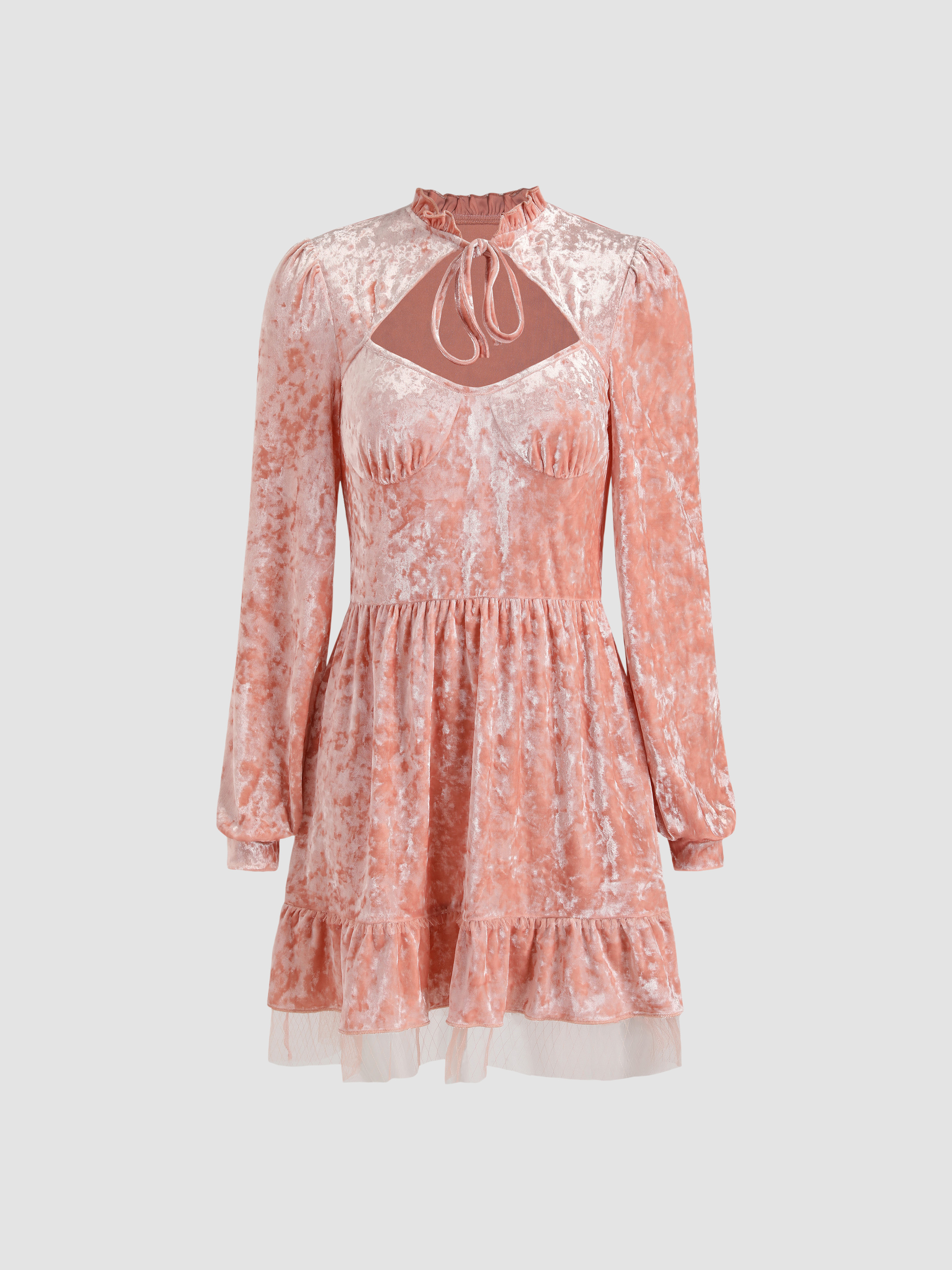 Ruffle Velvet Mini Dress Cider