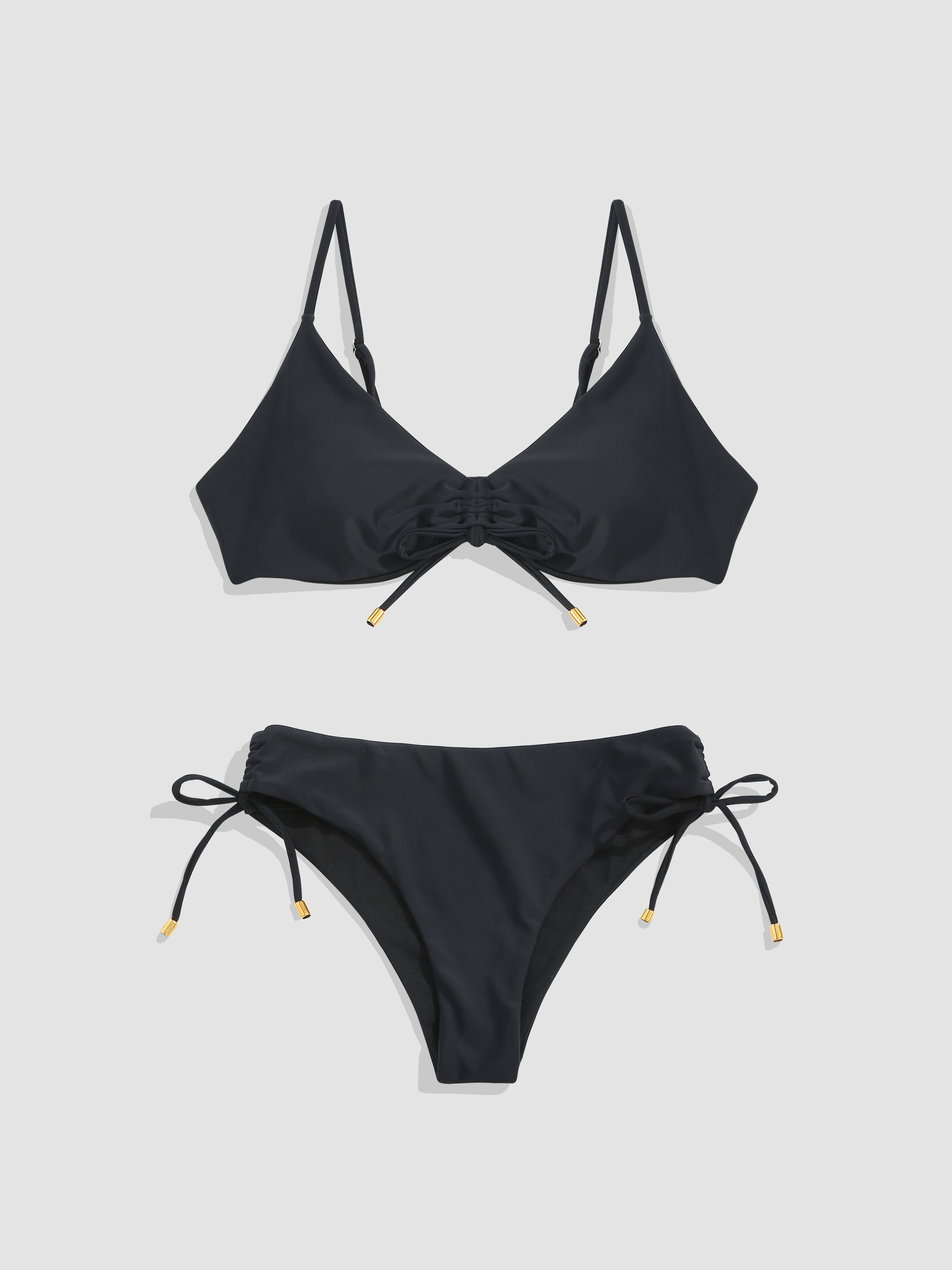 Solid Knotted Bikini Set