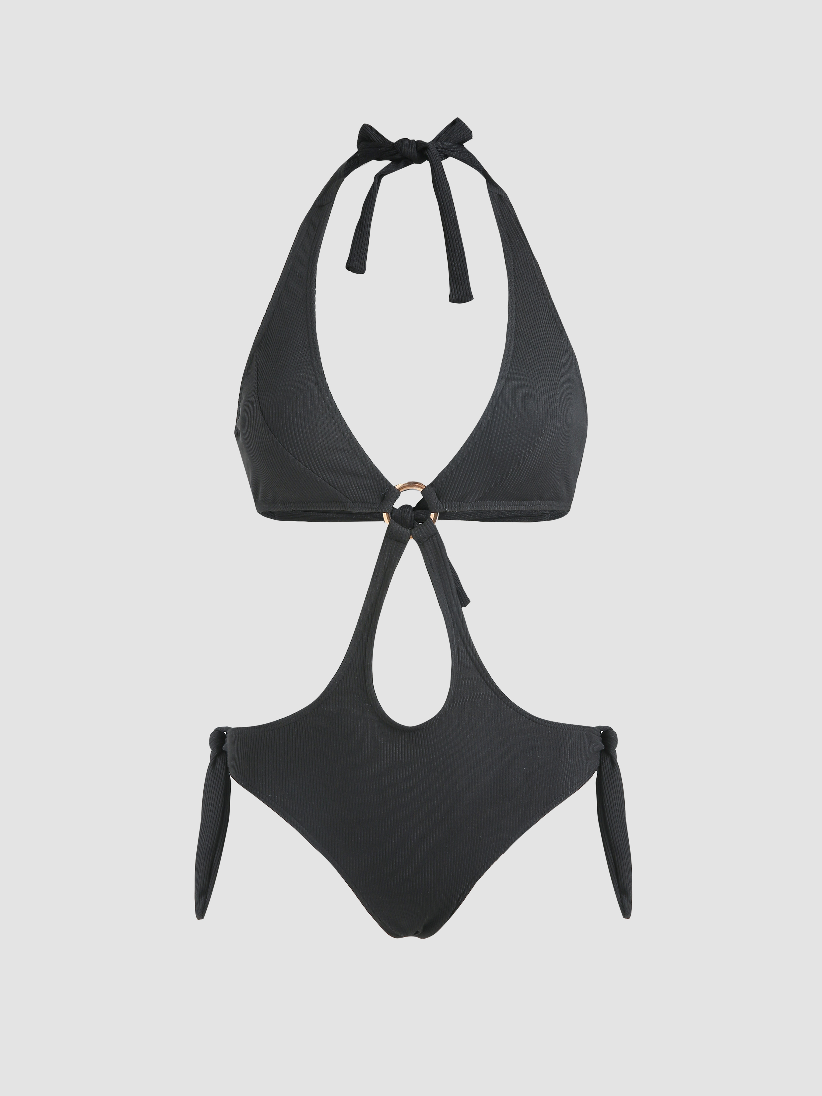 Solid Cut Out Bikini Set Cider