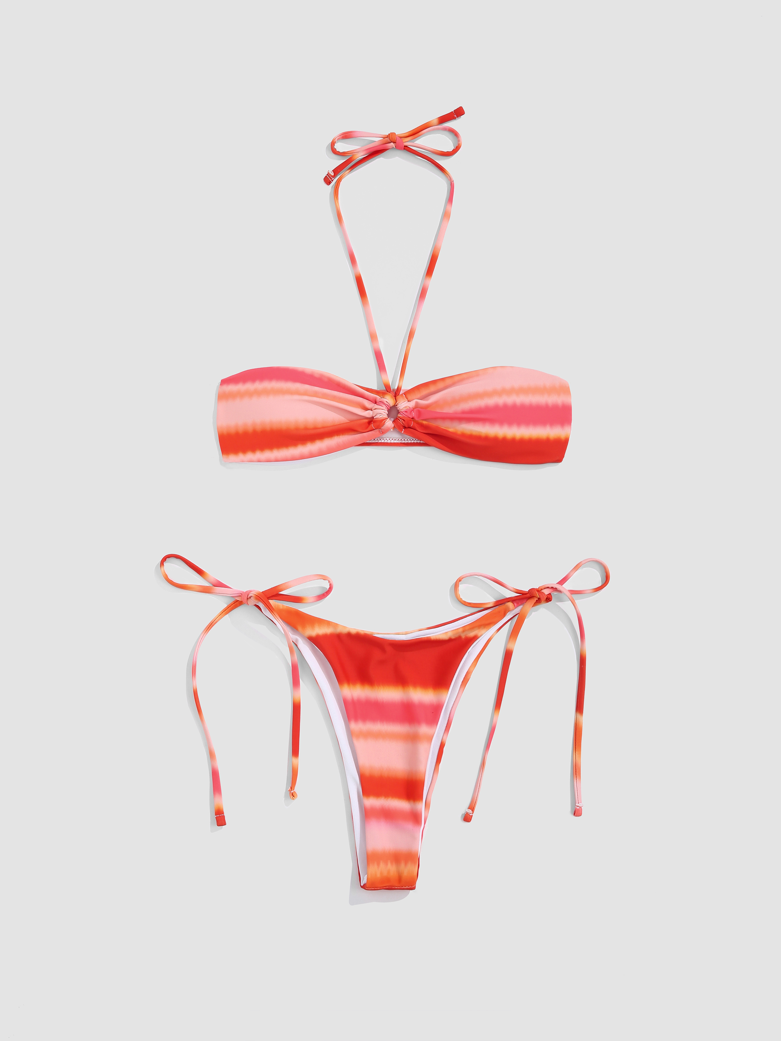 Fire Cloud Knotted Bikini Set Cider