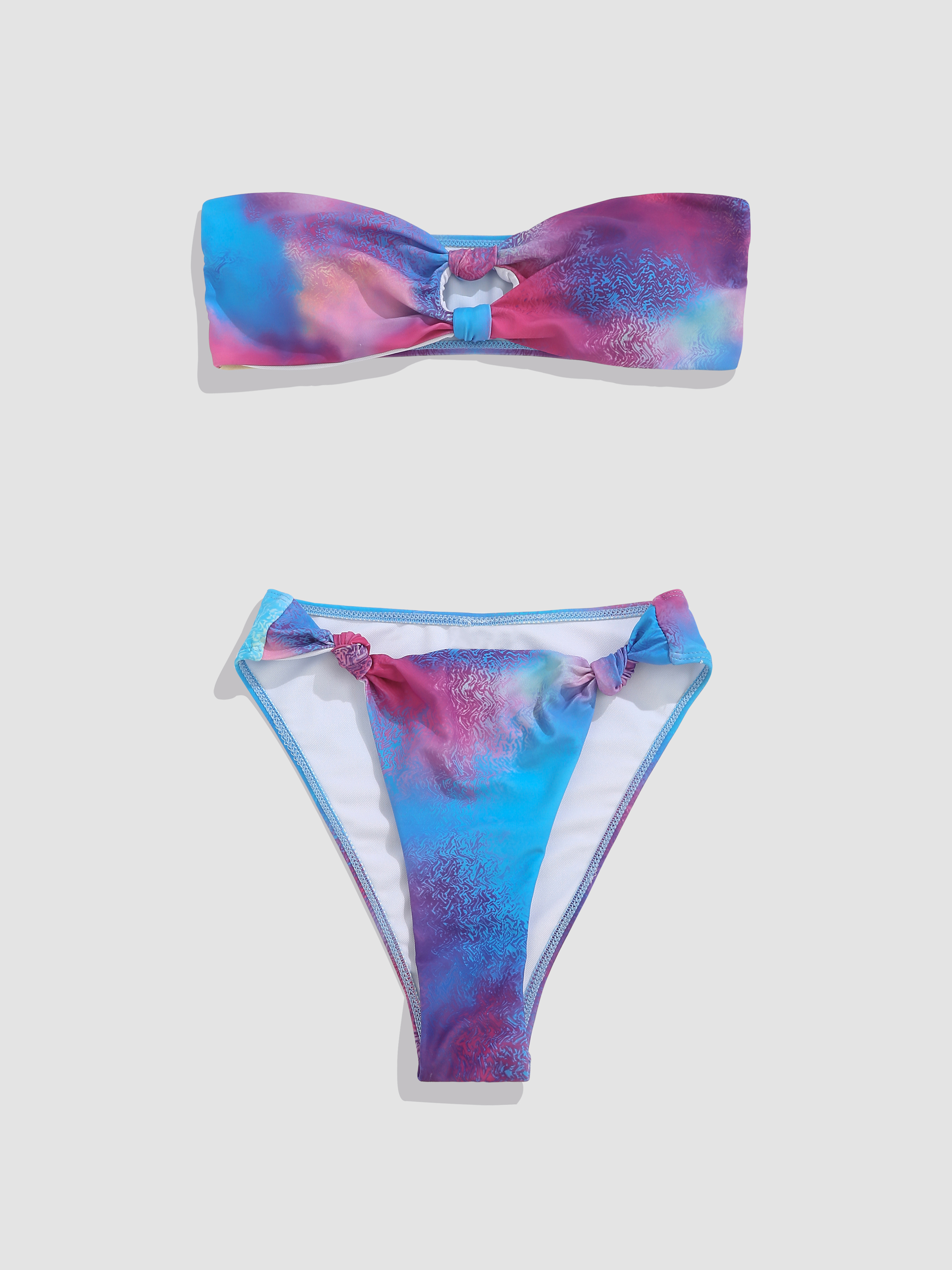 Starry Sky Print Strapless Bikini Set Cider