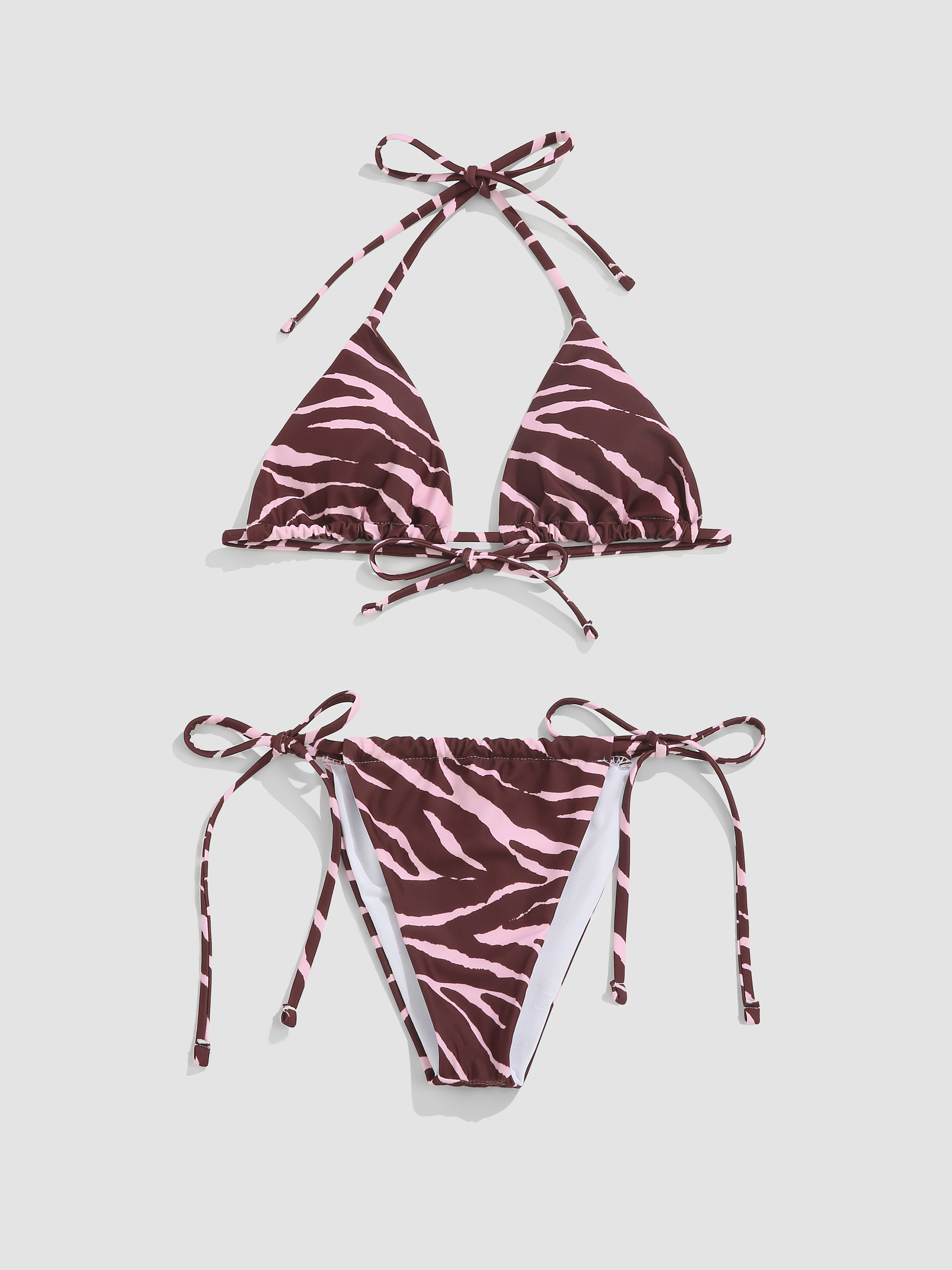 Swirl Print Triangle Bikini Set Cider