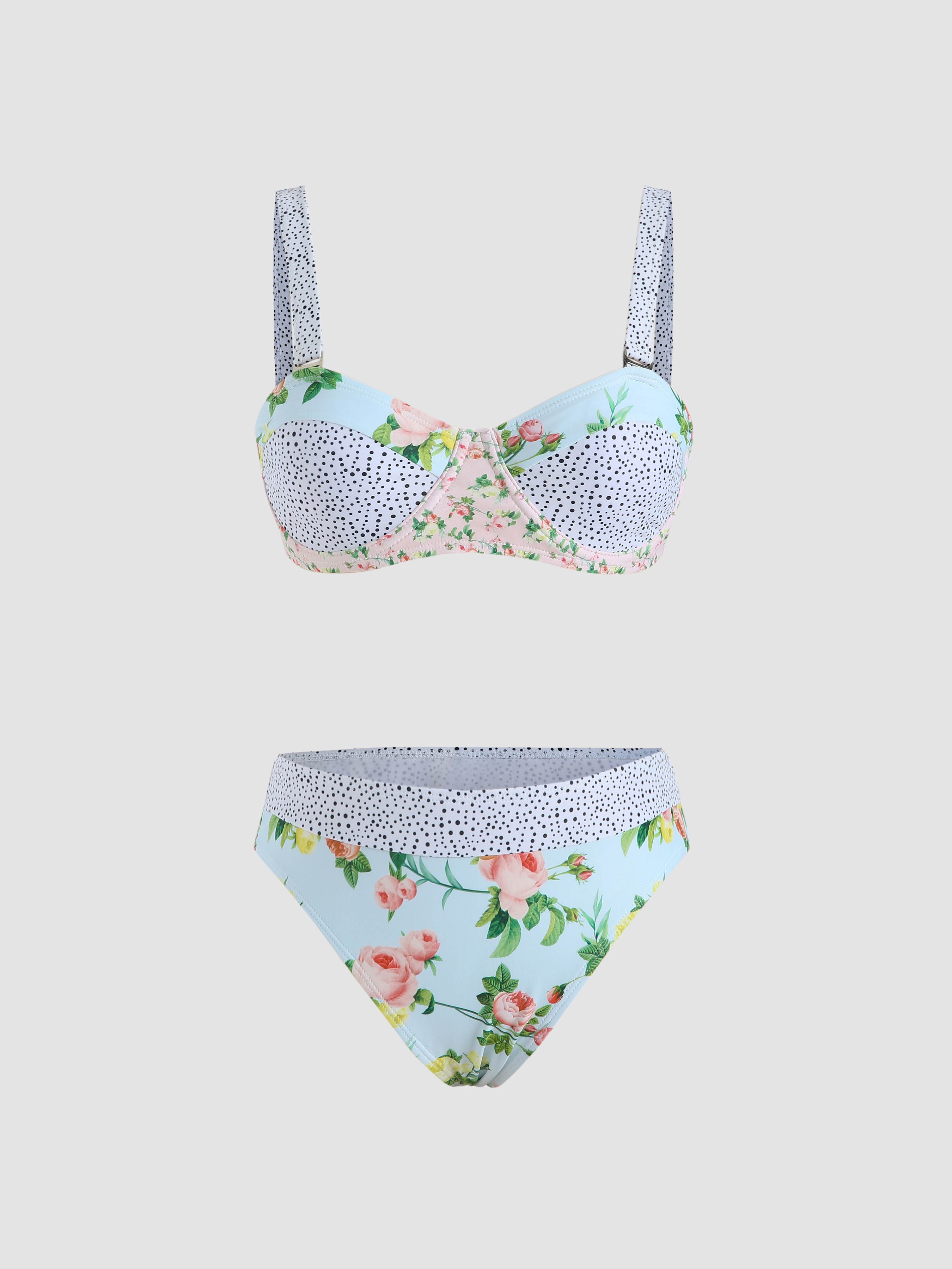 Floral Patchwork Underwire Bikini Set Cider