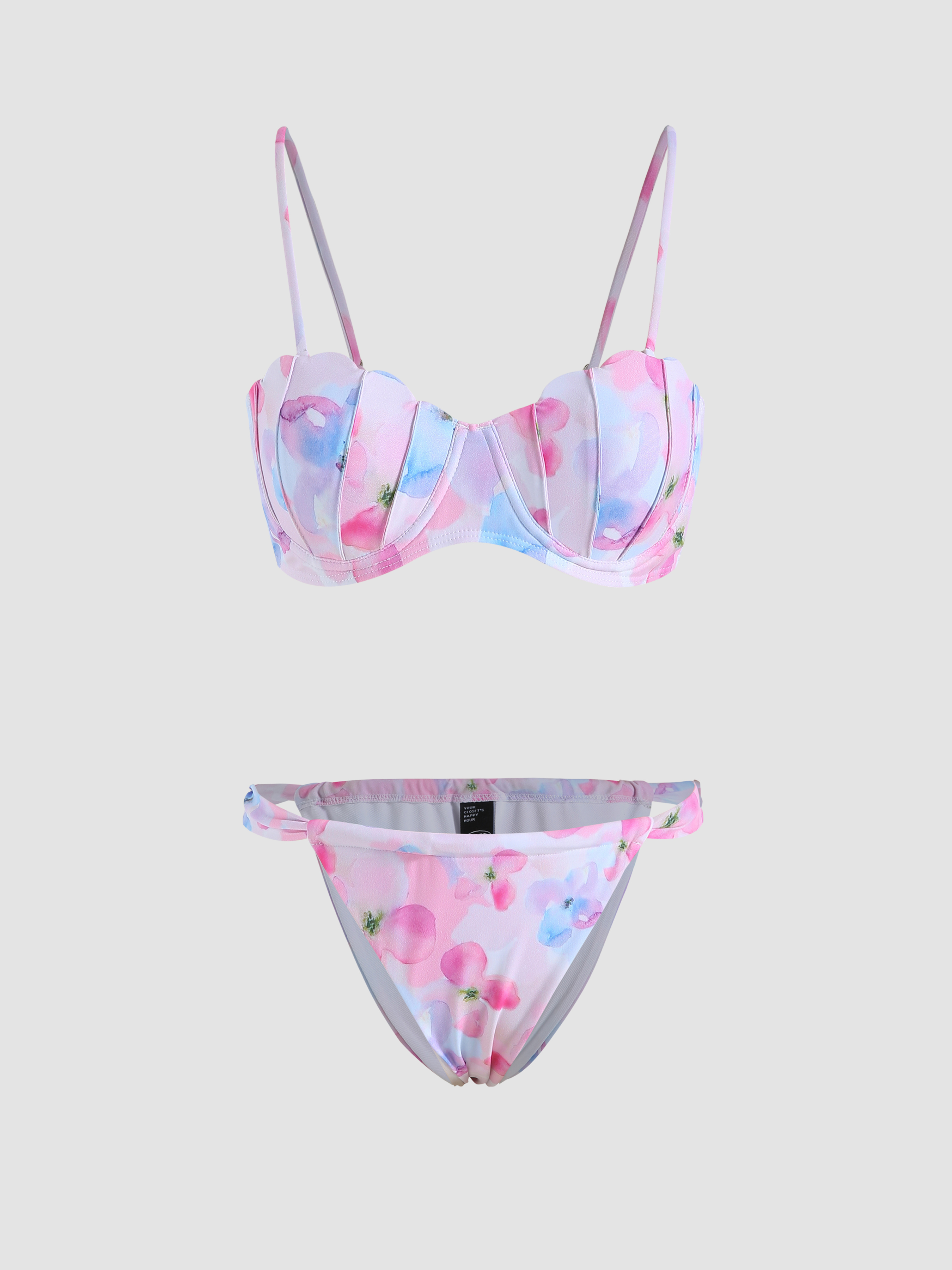 Floral Print Underwire Bikini Set Cider