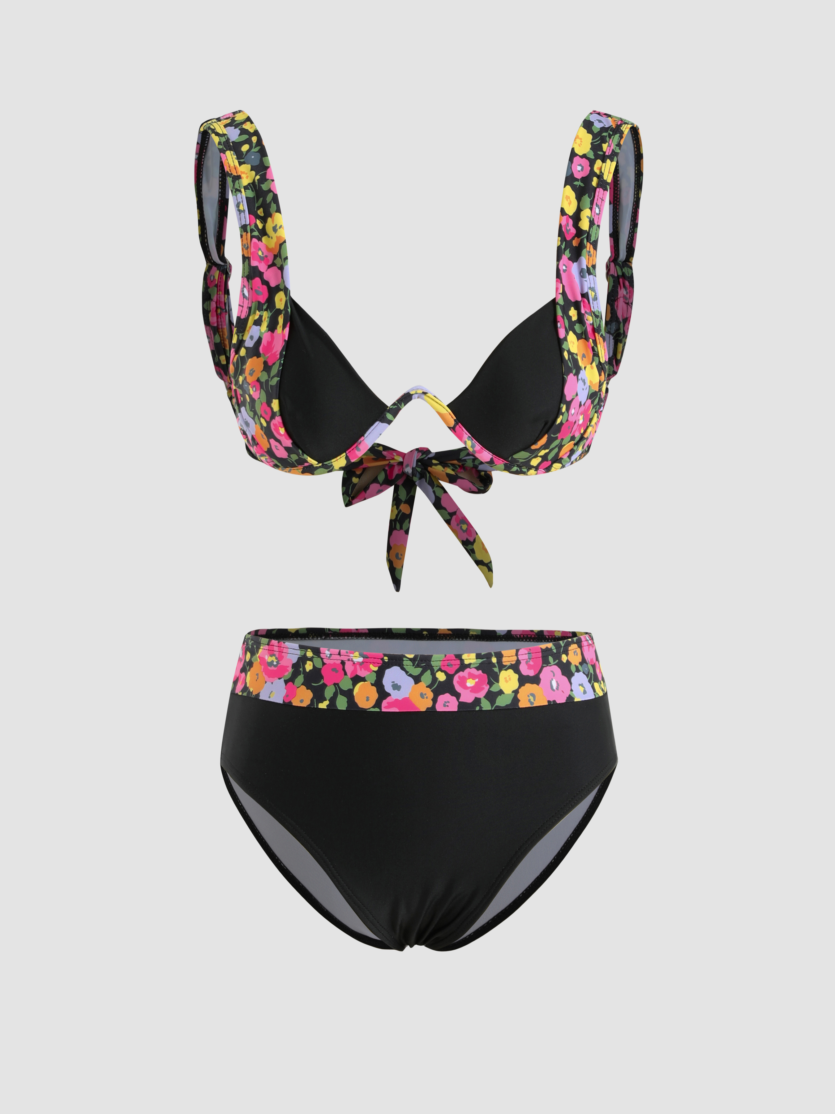 Floral Patchy Underwire Bikini Set Cider