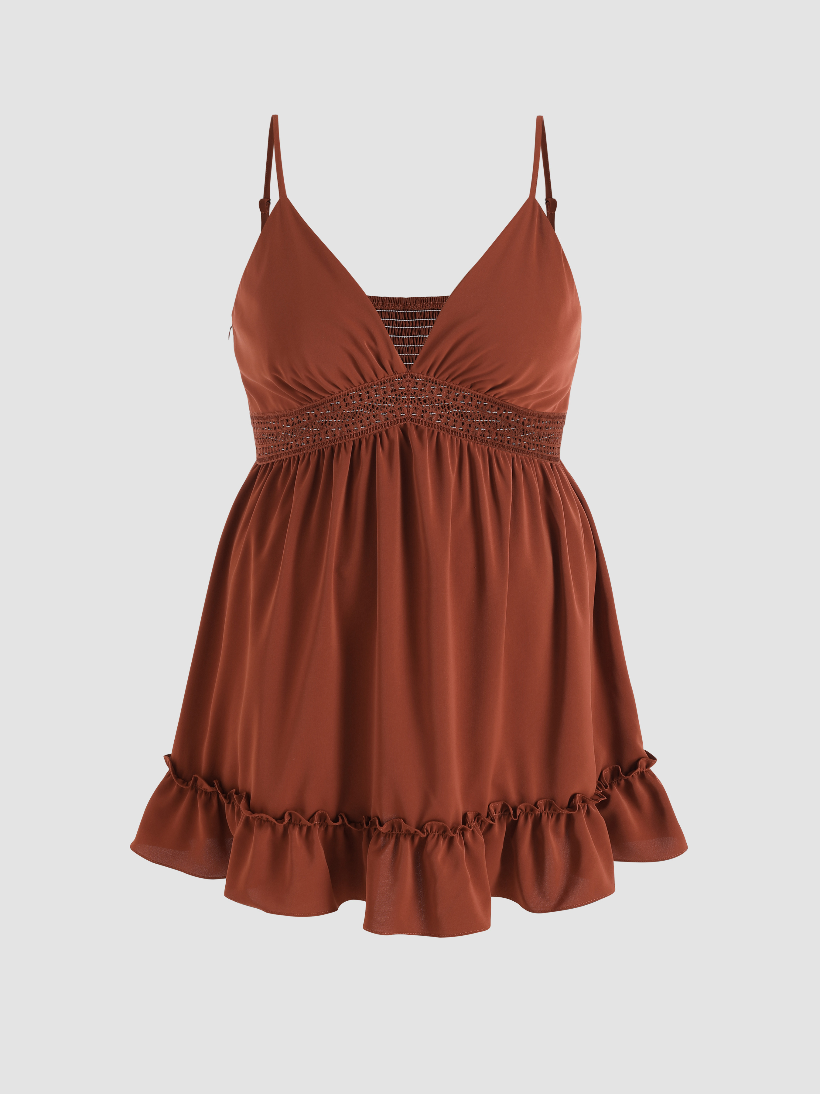 Hollow Out Ruffle Mini Dress Curve Plus For Vacation