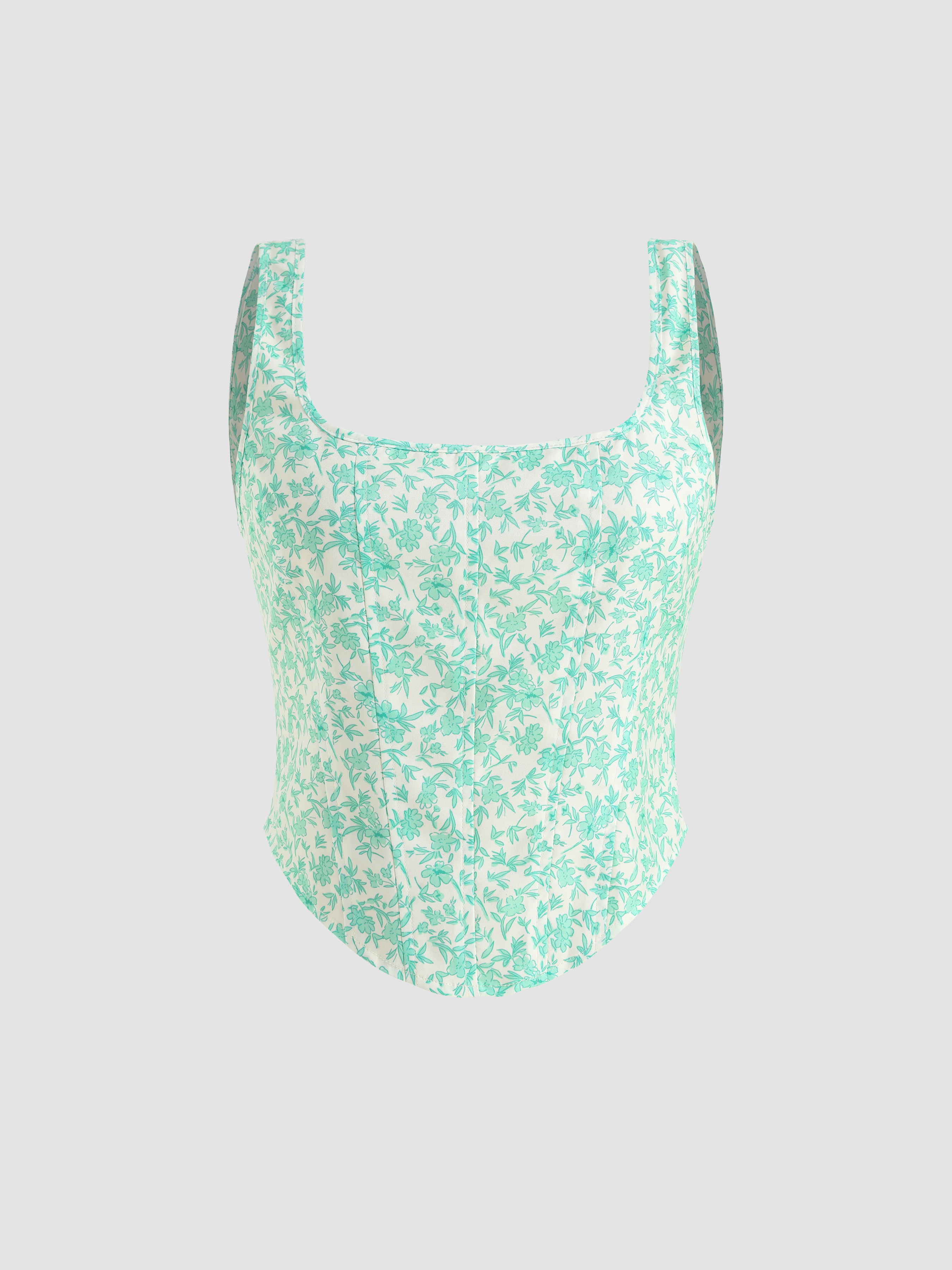 Floral Print Corset Tank Top Cider