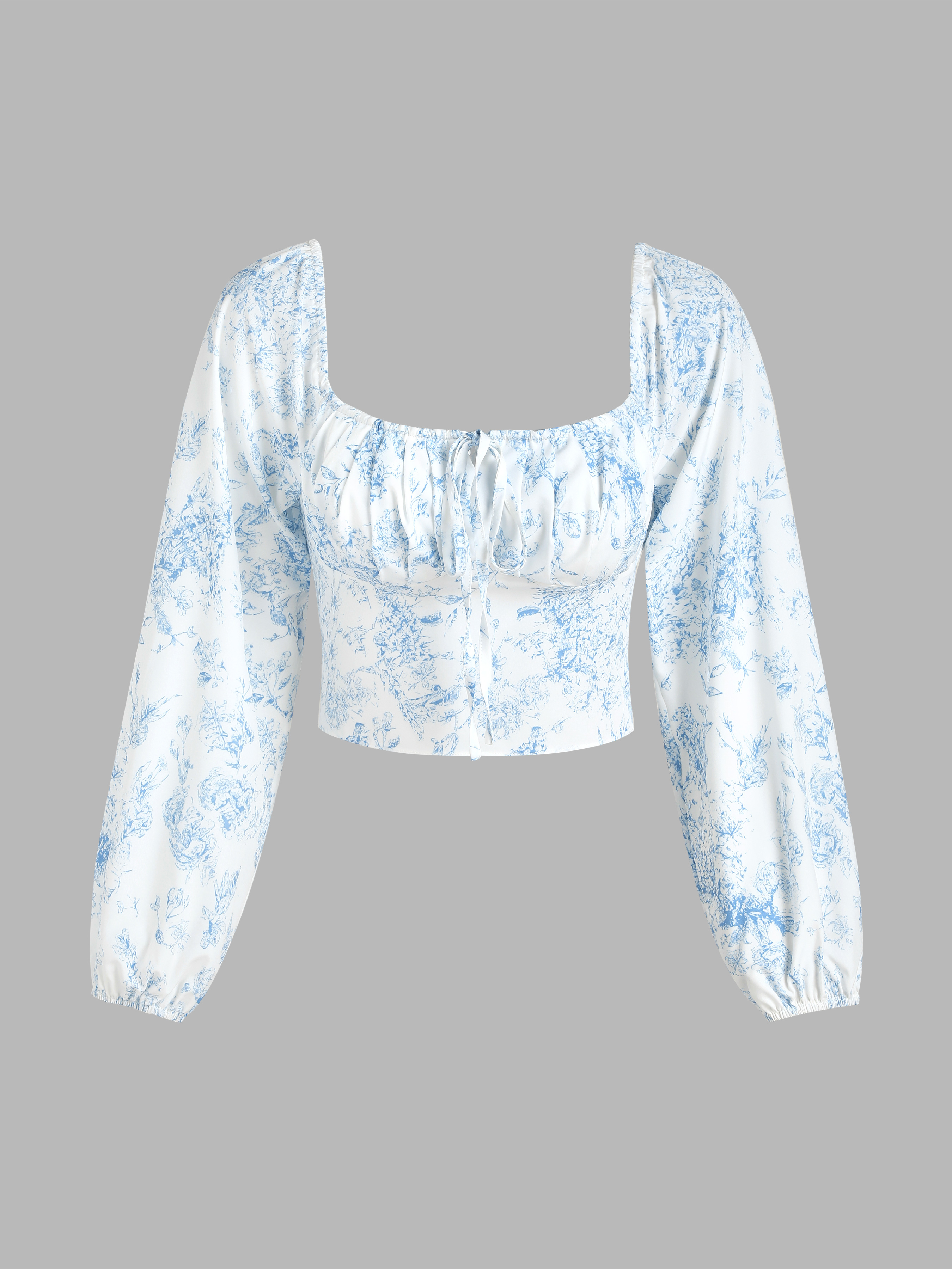 Toile De Jouy Gesmokte Crop Bluse Cider