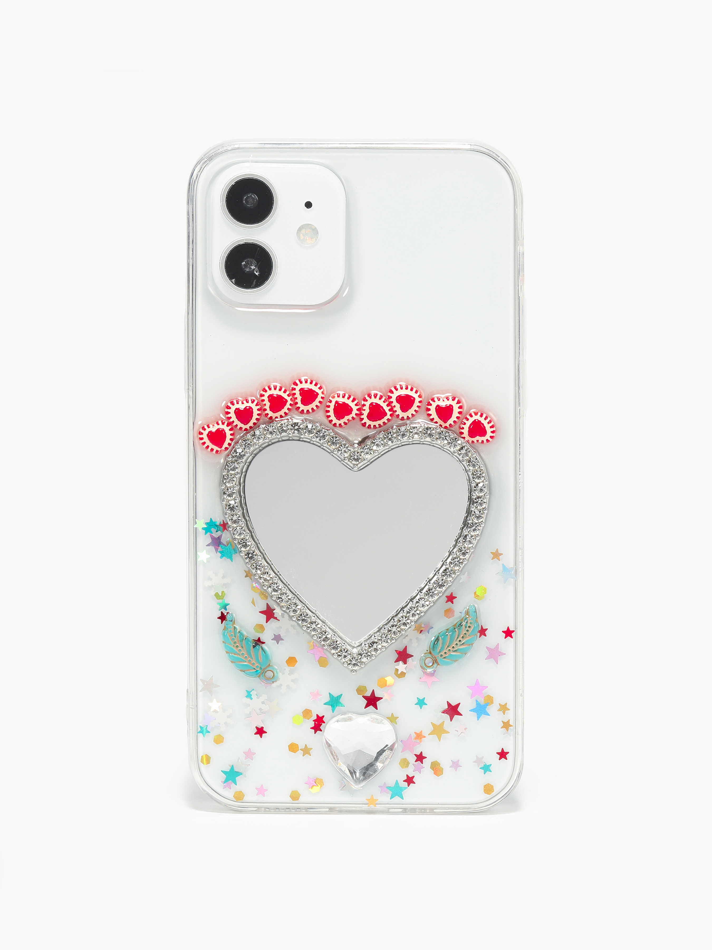 Transparent Heart Phone Case With Glass Cider