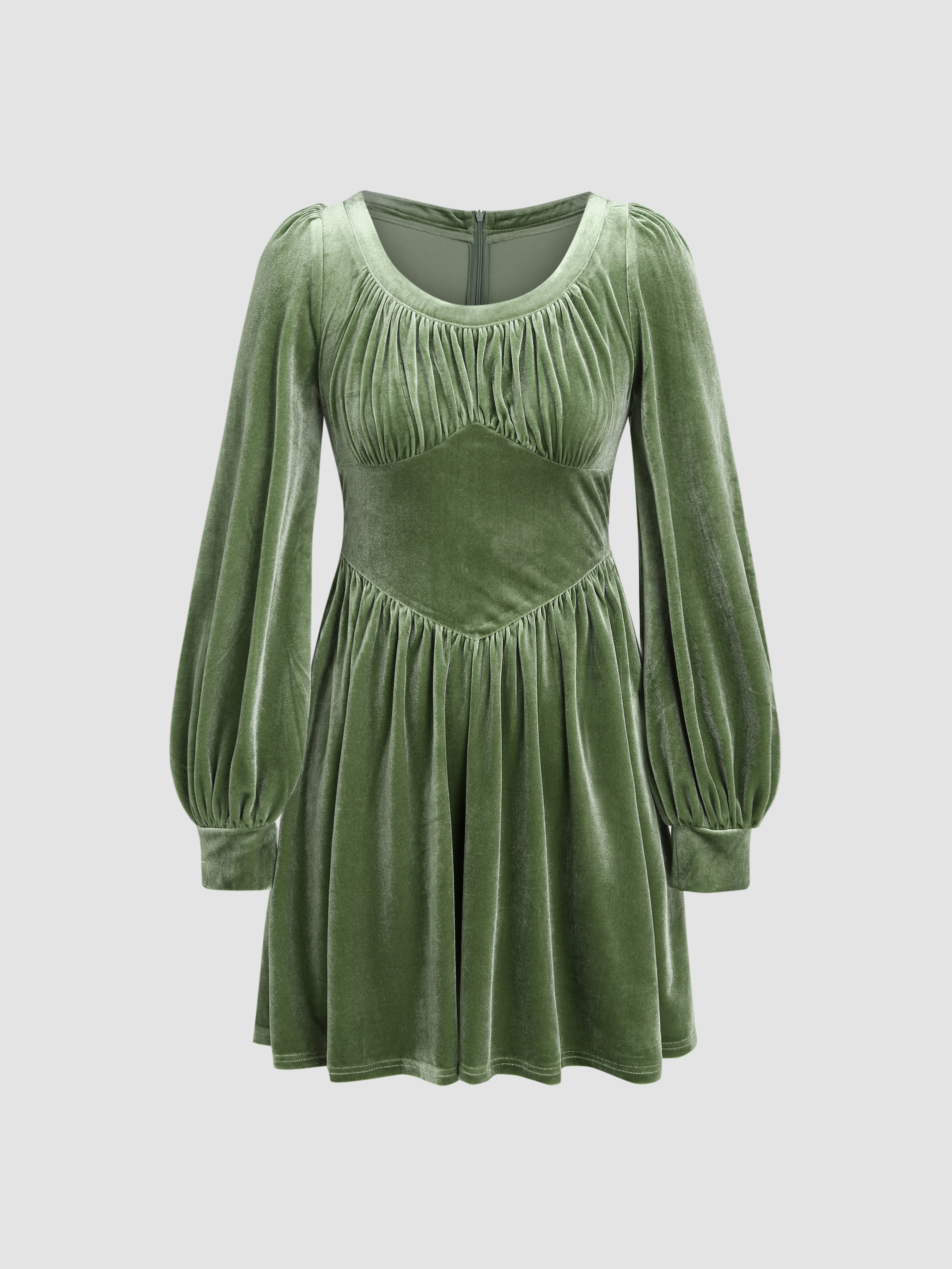 Velvet Solid Ruffle Mini Dress Cider