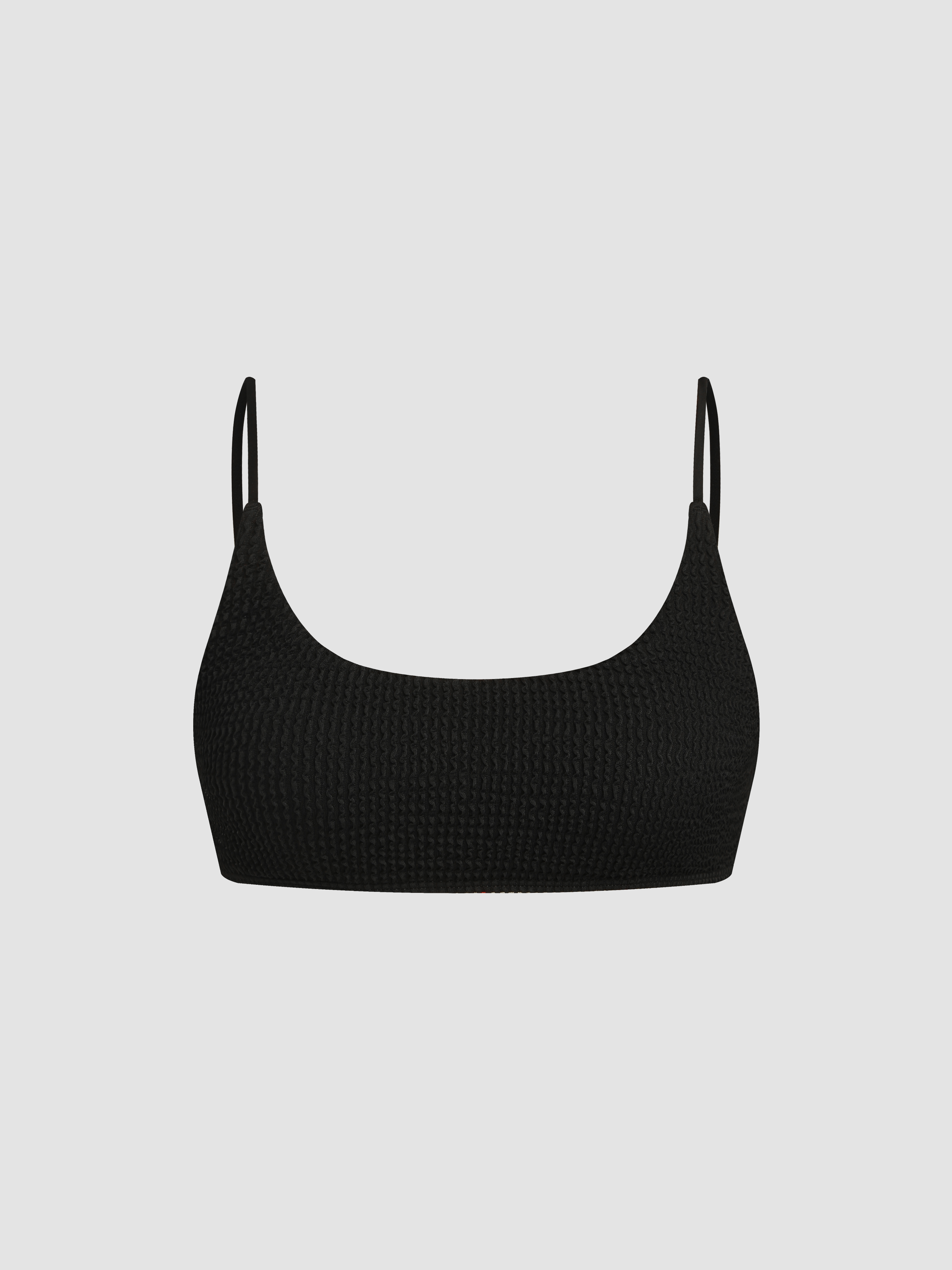 Solid Texture Square Neck Bikini Top Cider