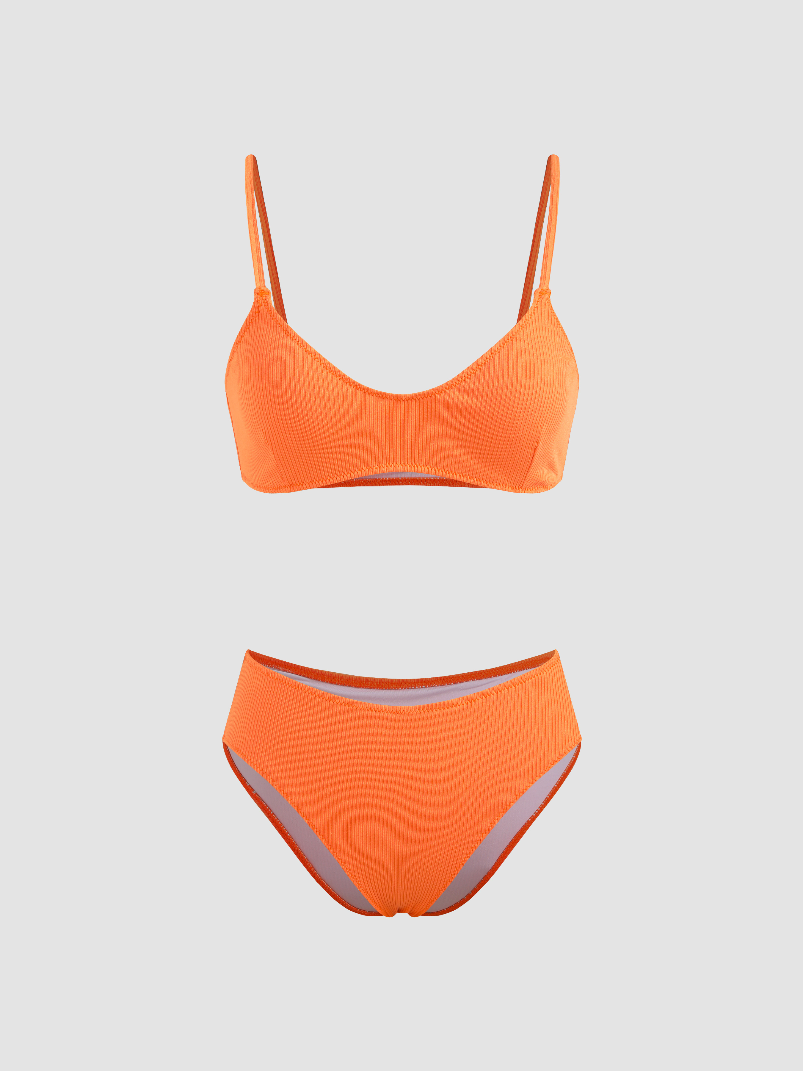 Solid Rib Bikini Swimsuit Cider