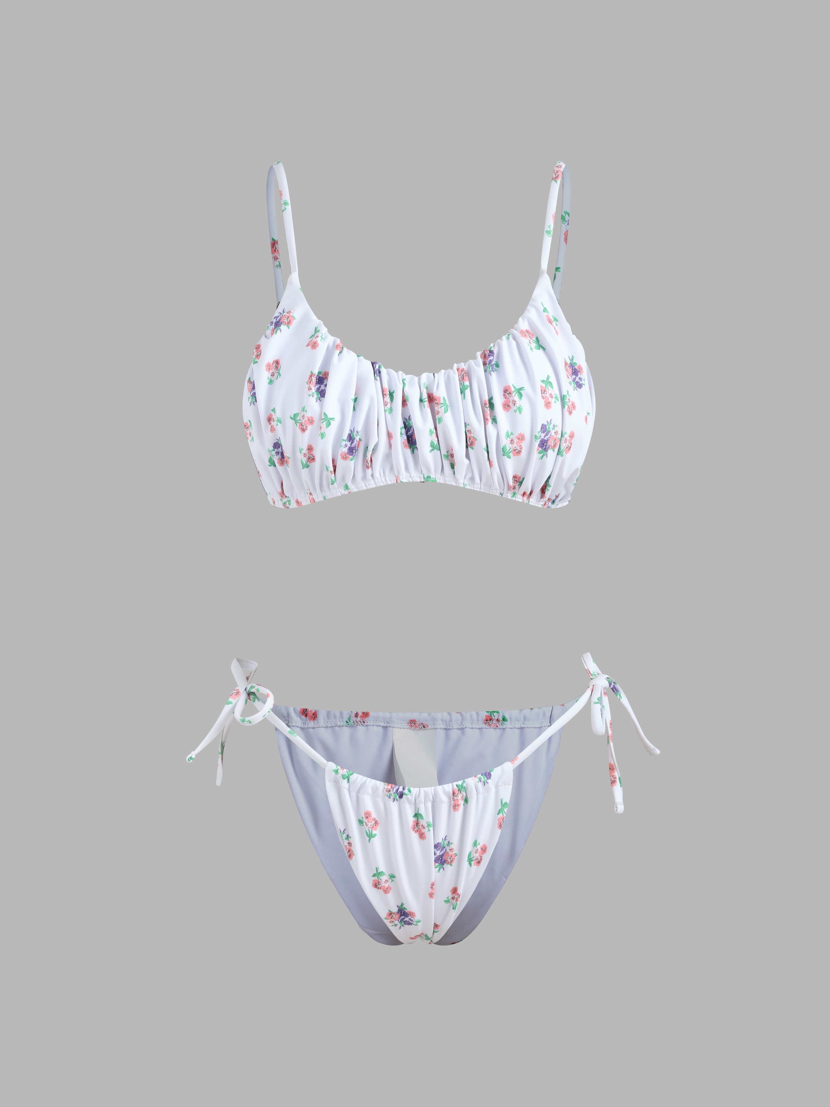 Floral Tie Side Bikini Swimsuit Cider