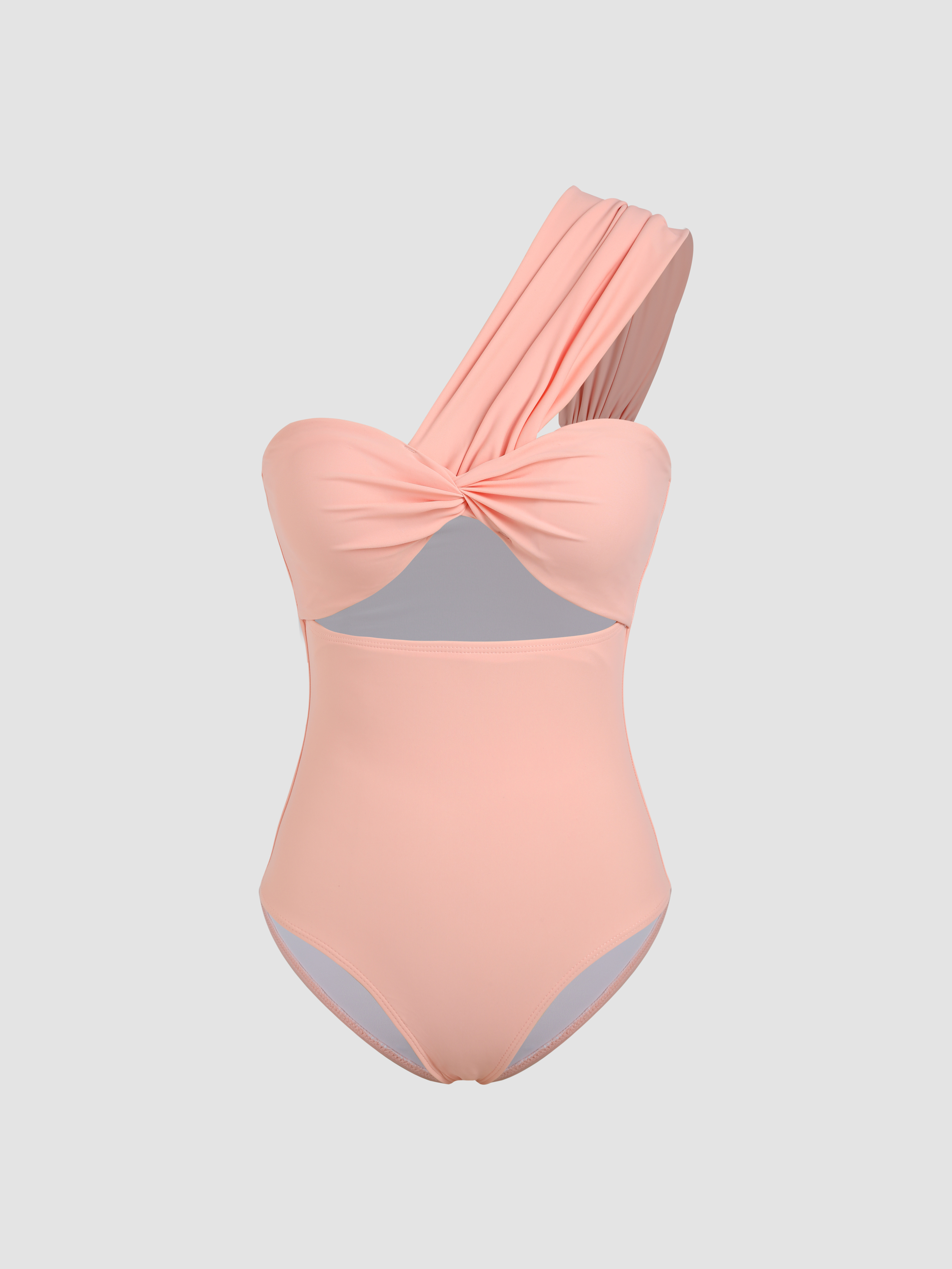 Asymmetrical Twist Cut Out One Piece Swimsuit Cider