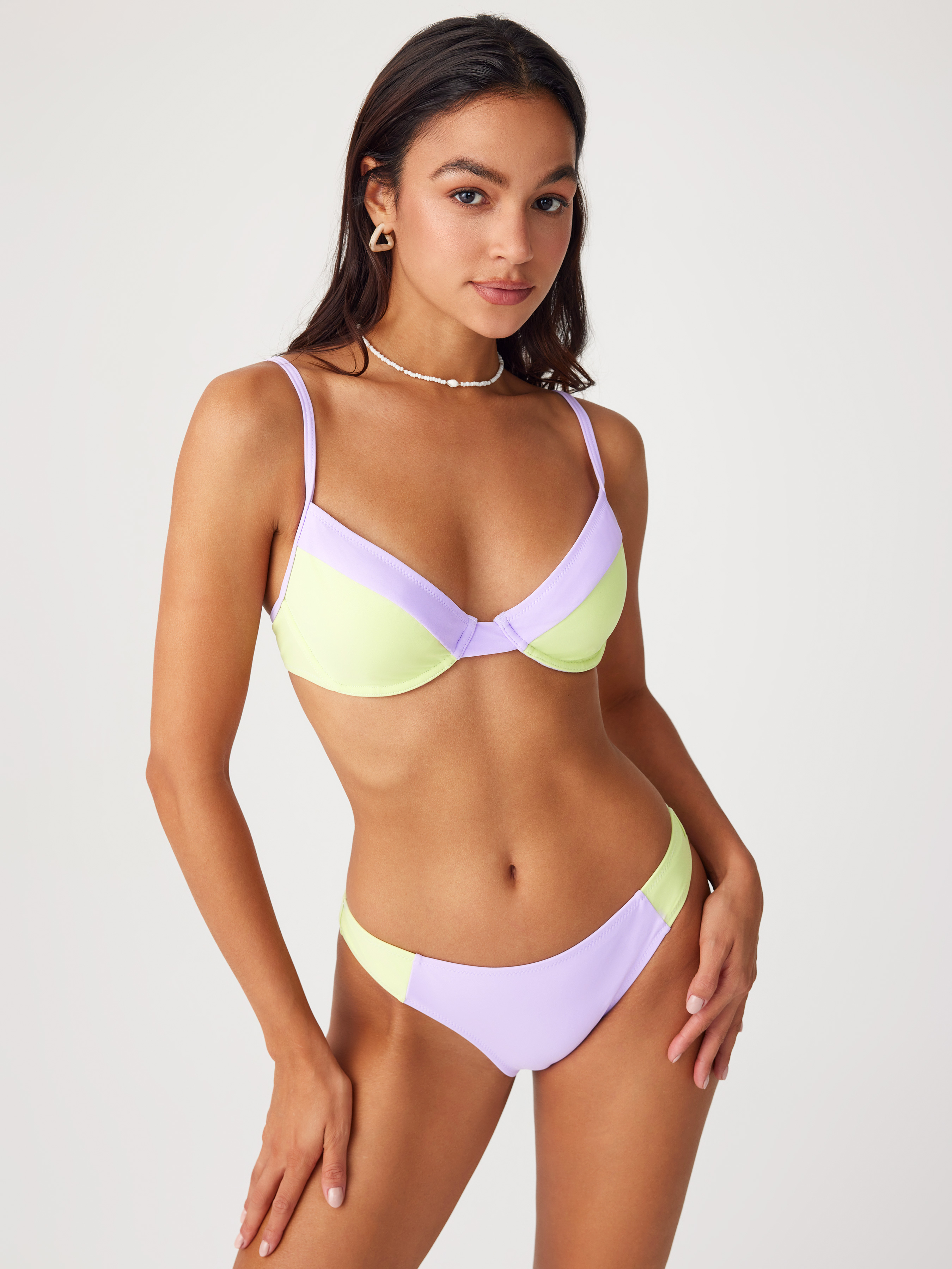 Color Block Underwire Bikini Swimsuit For Vacation Swimming Pool Beach