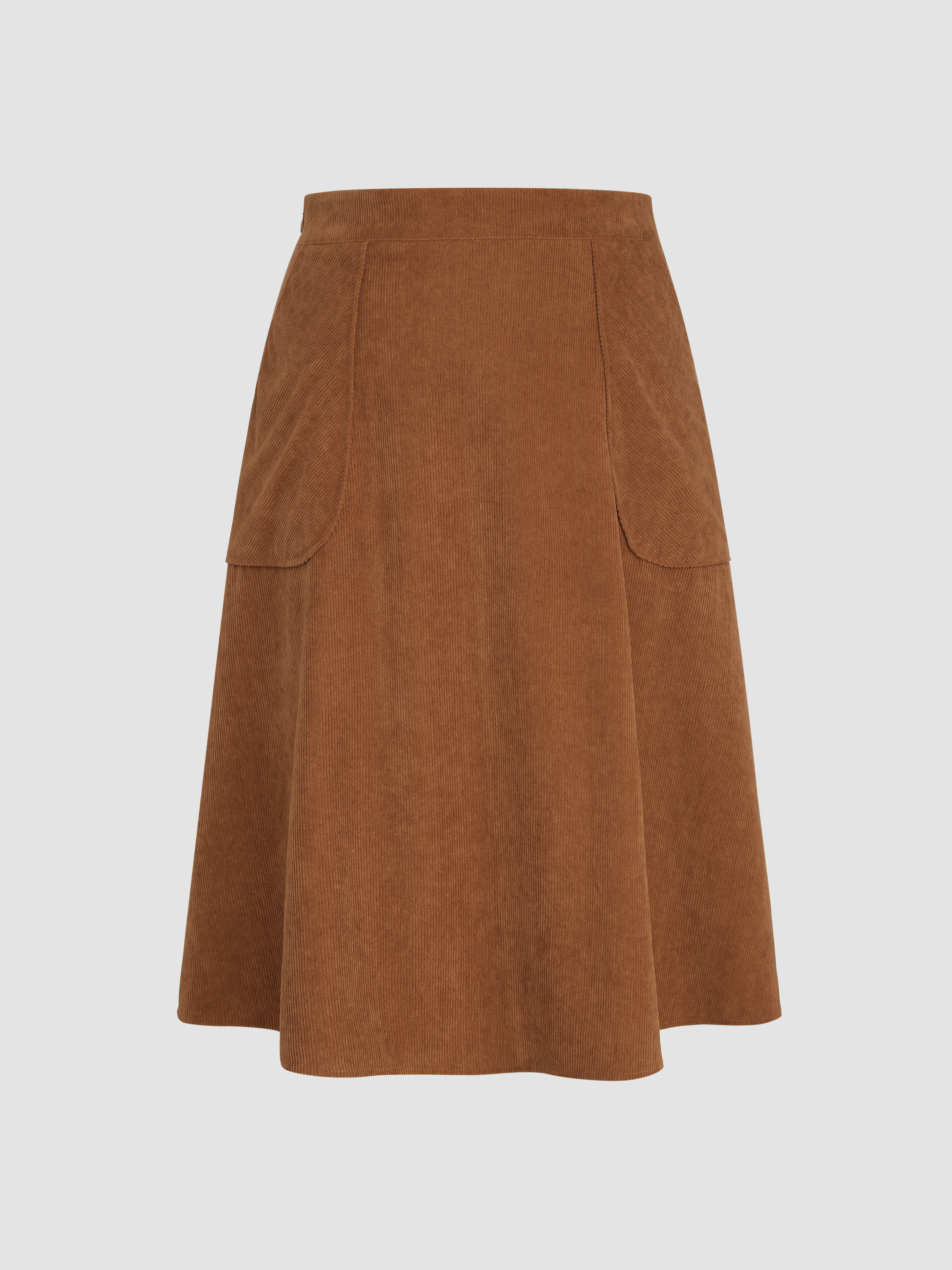 Corduroy Corduroy Mid Waist Pocket Ruffle Hem Maxi Skirt Curve Plus