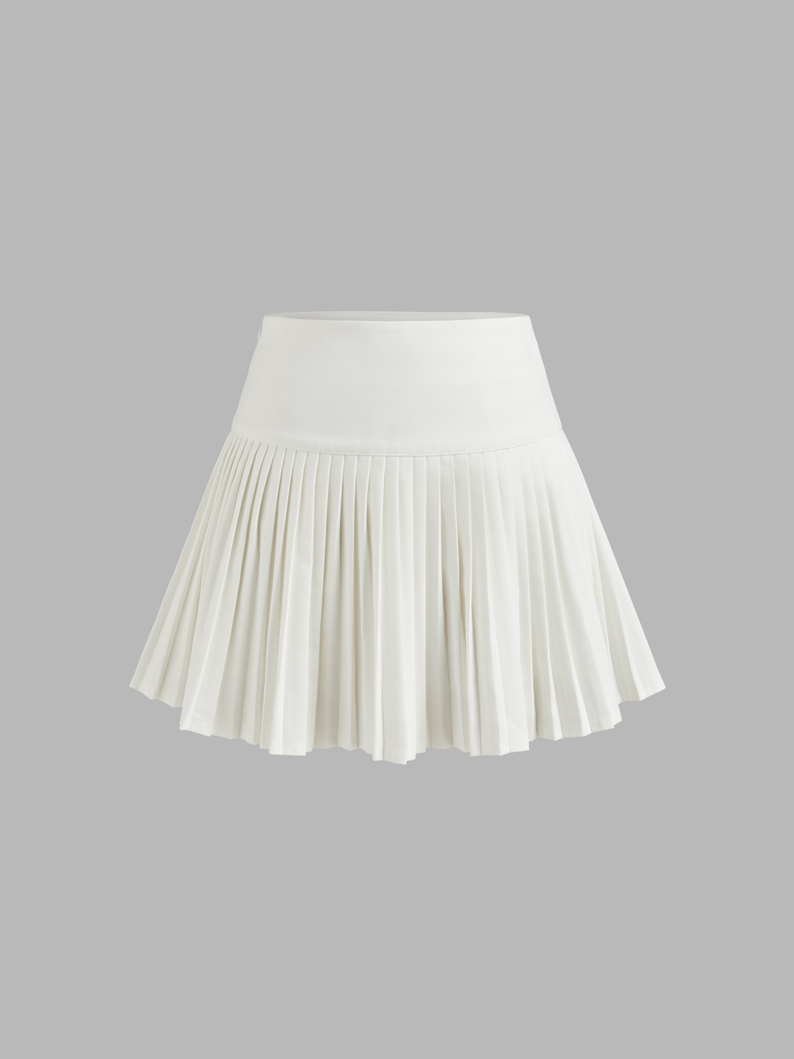 Preppy Woven Mid Rise Solid Pleated Mini Skirt For Date