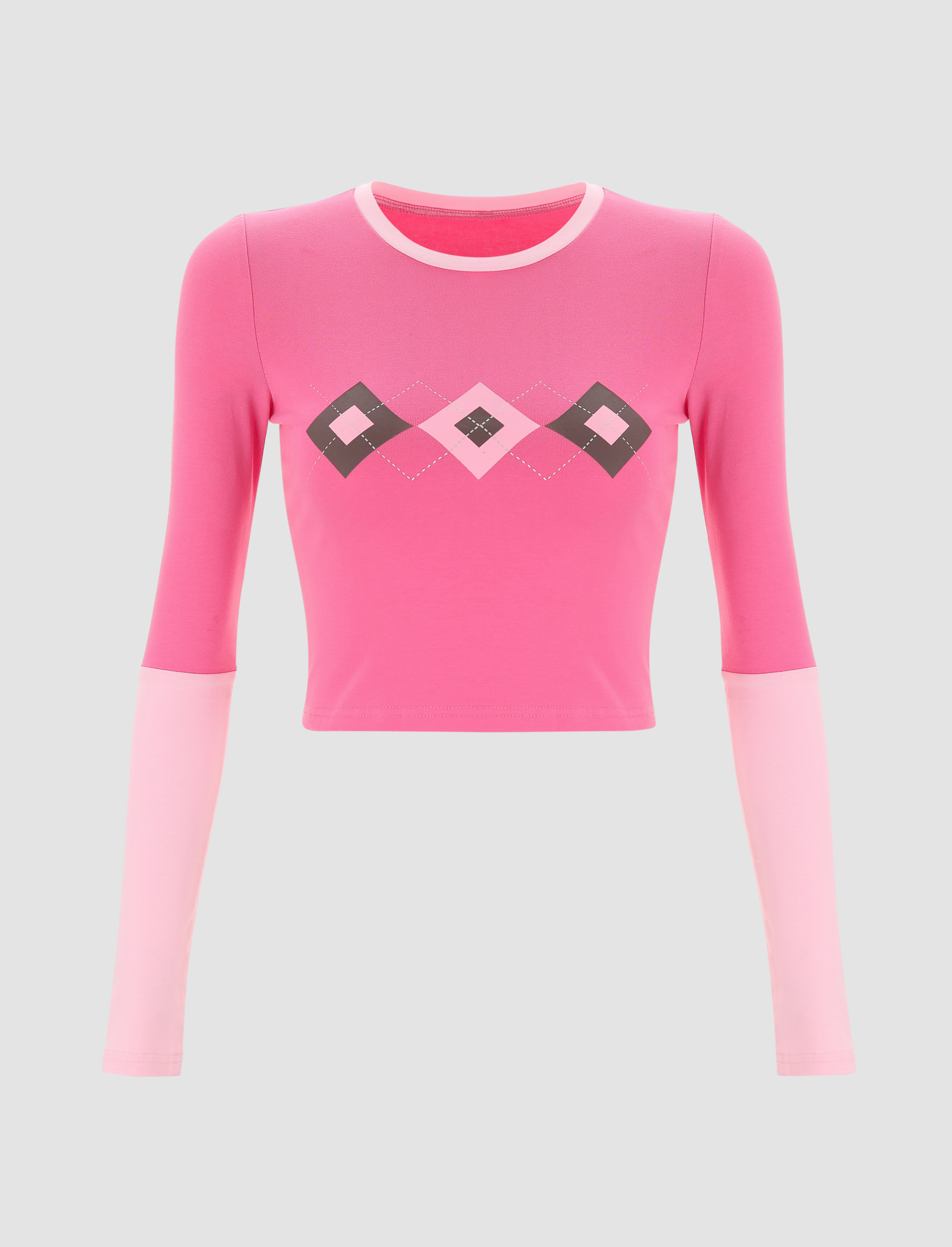 Pink Long Sleeve Crop Top