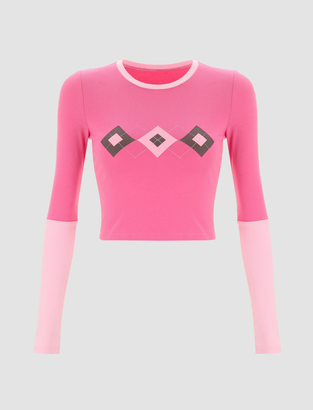 Rosa Langarm-Crop-Top