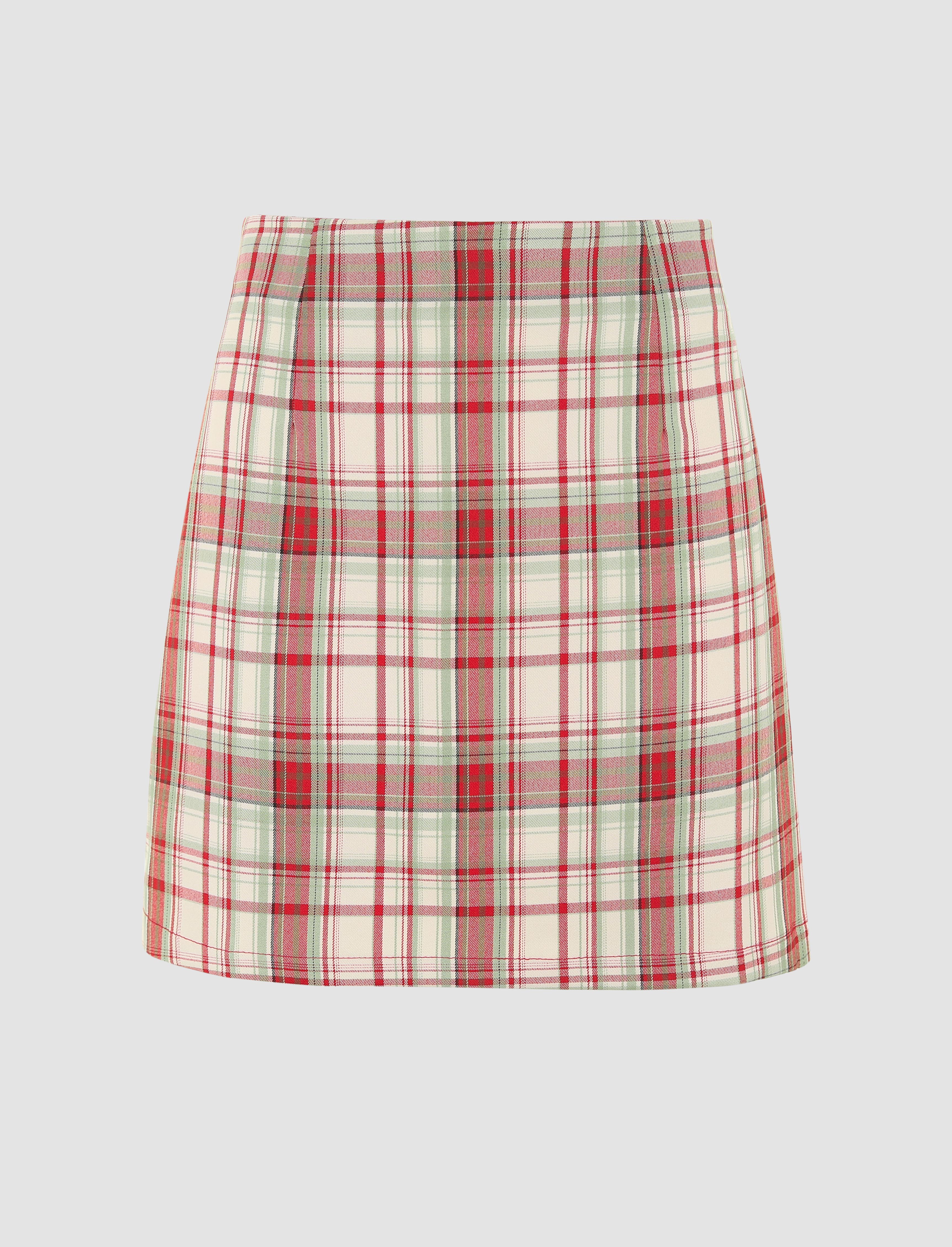 Plaid High Waisted Mini Skirt