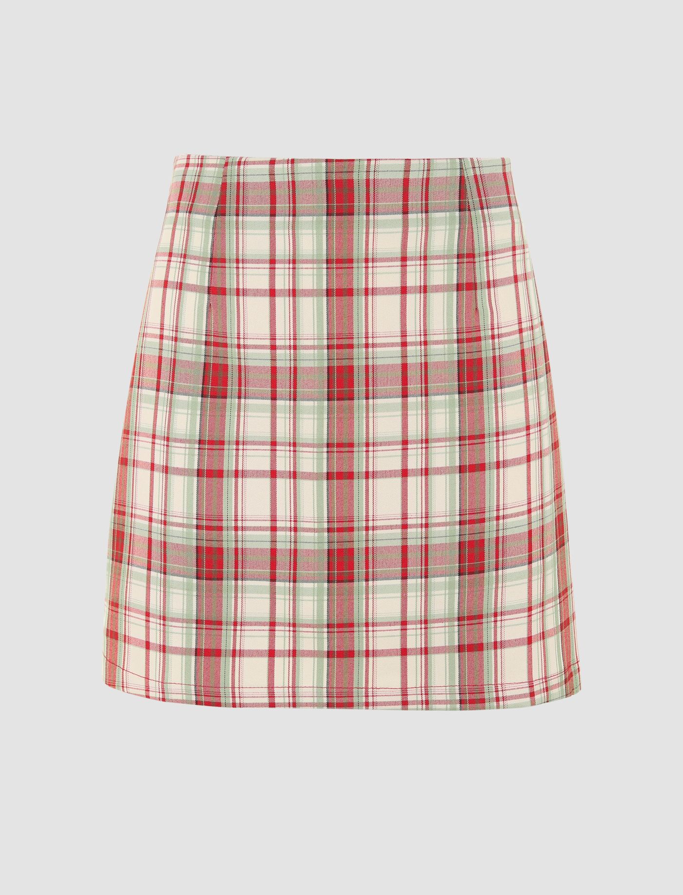 Plaid High Waisted Mini Skirt