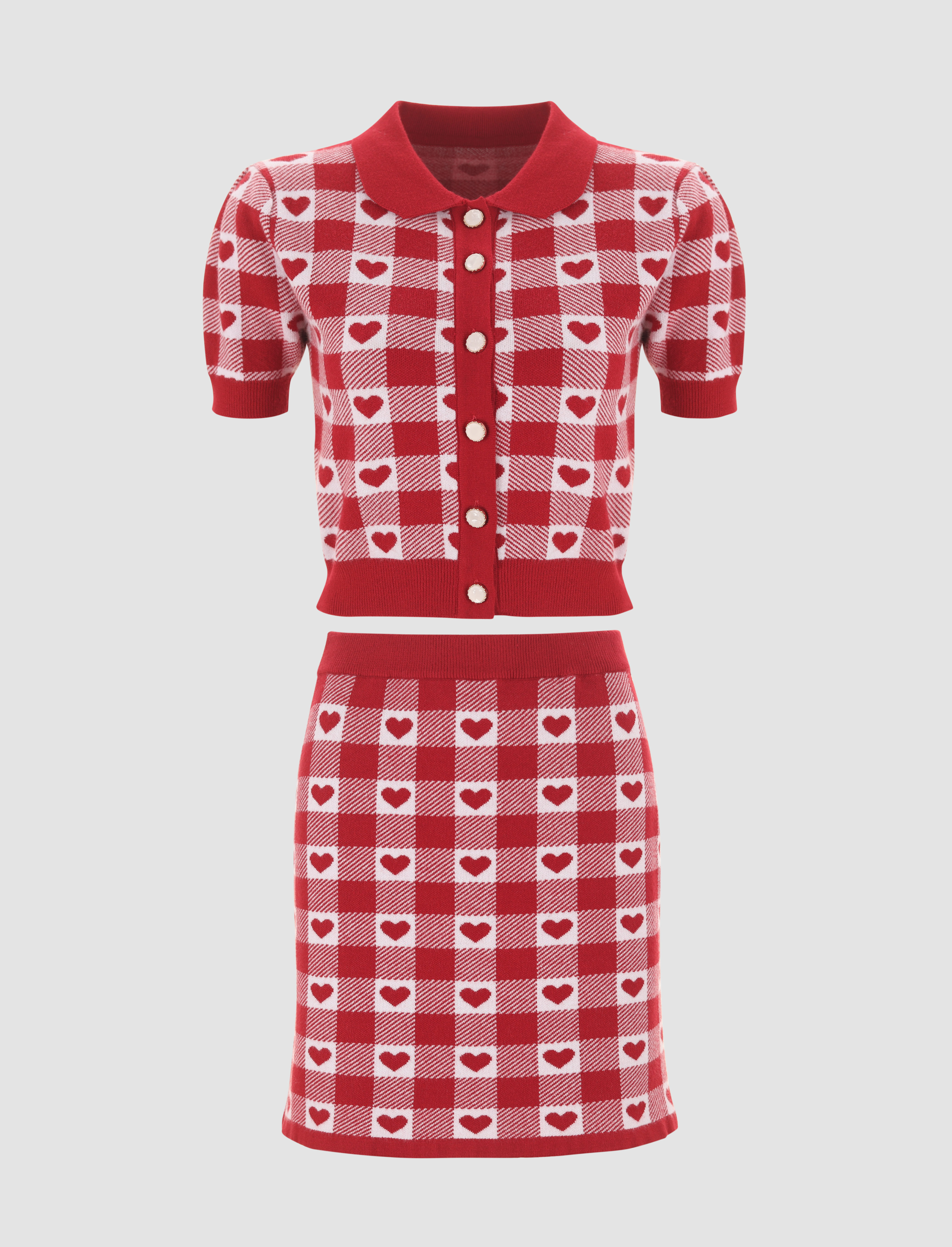 Red Heart Plaid Sweater 2 Piece Set Cider