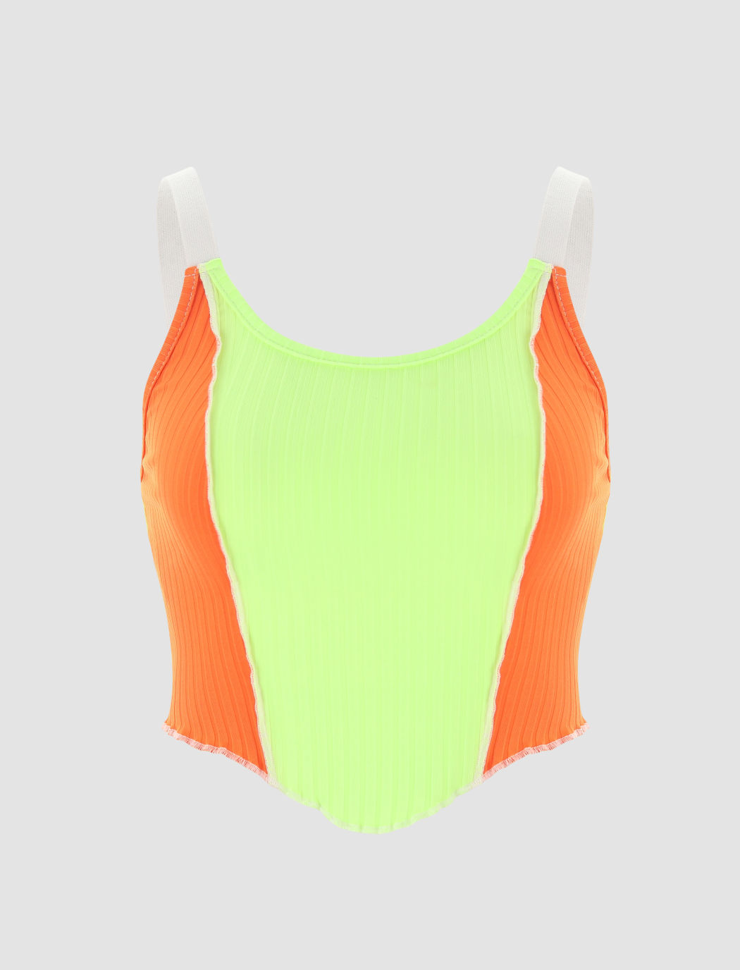 Geripptes Tanktop in Neonfarbe mit Nähten