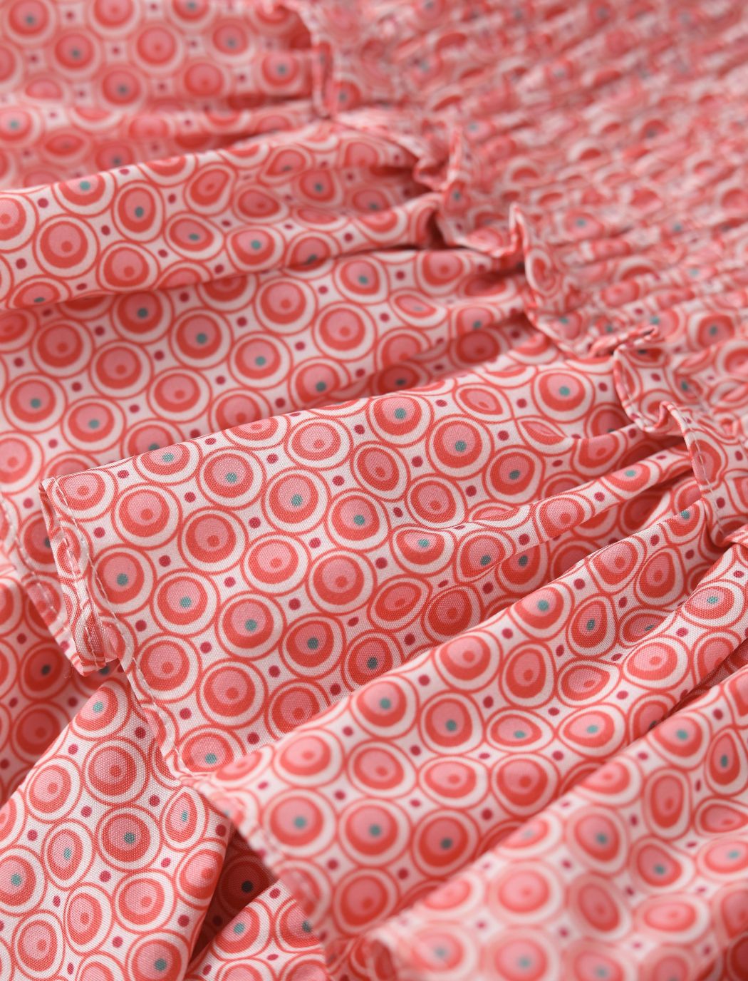 Bubble Pattern Red Flounce Mini Skirt