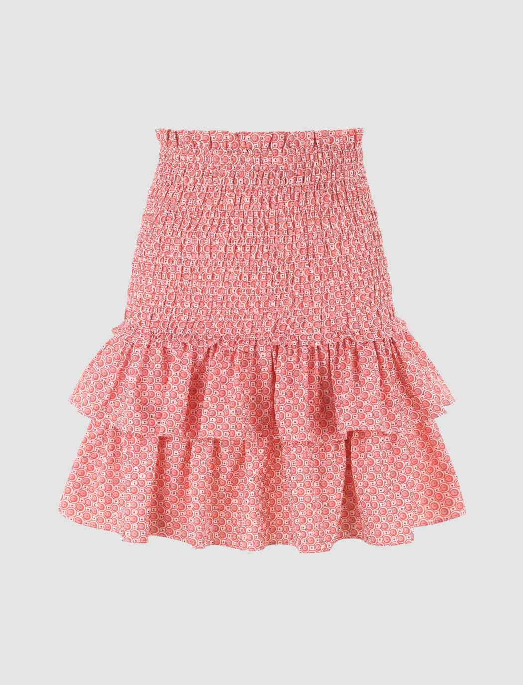 Bubble Pattern Red Flounce Mini Skirt