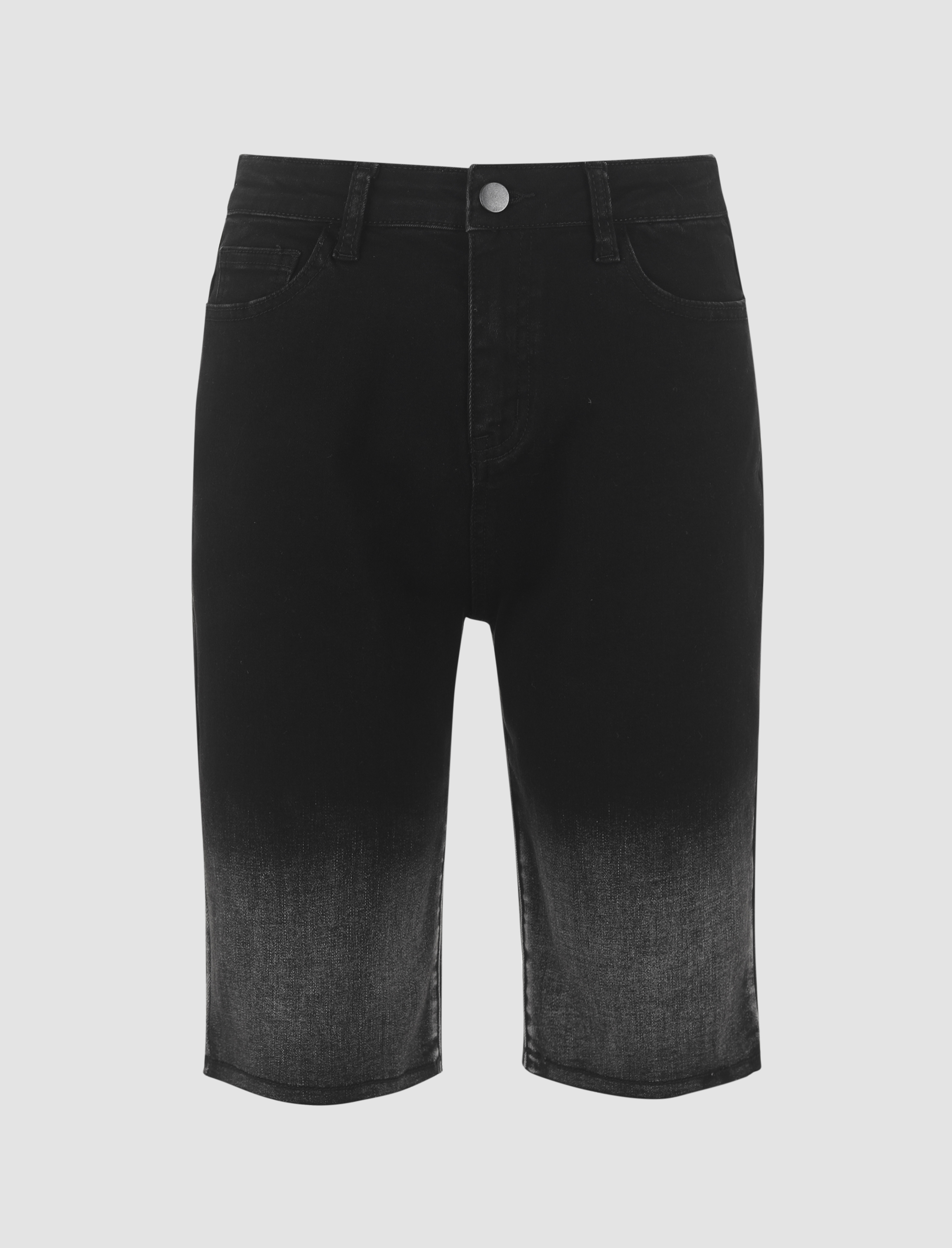 【DISCERNMENT】Steel black bermuda denim jeans Denim Denim Shorts