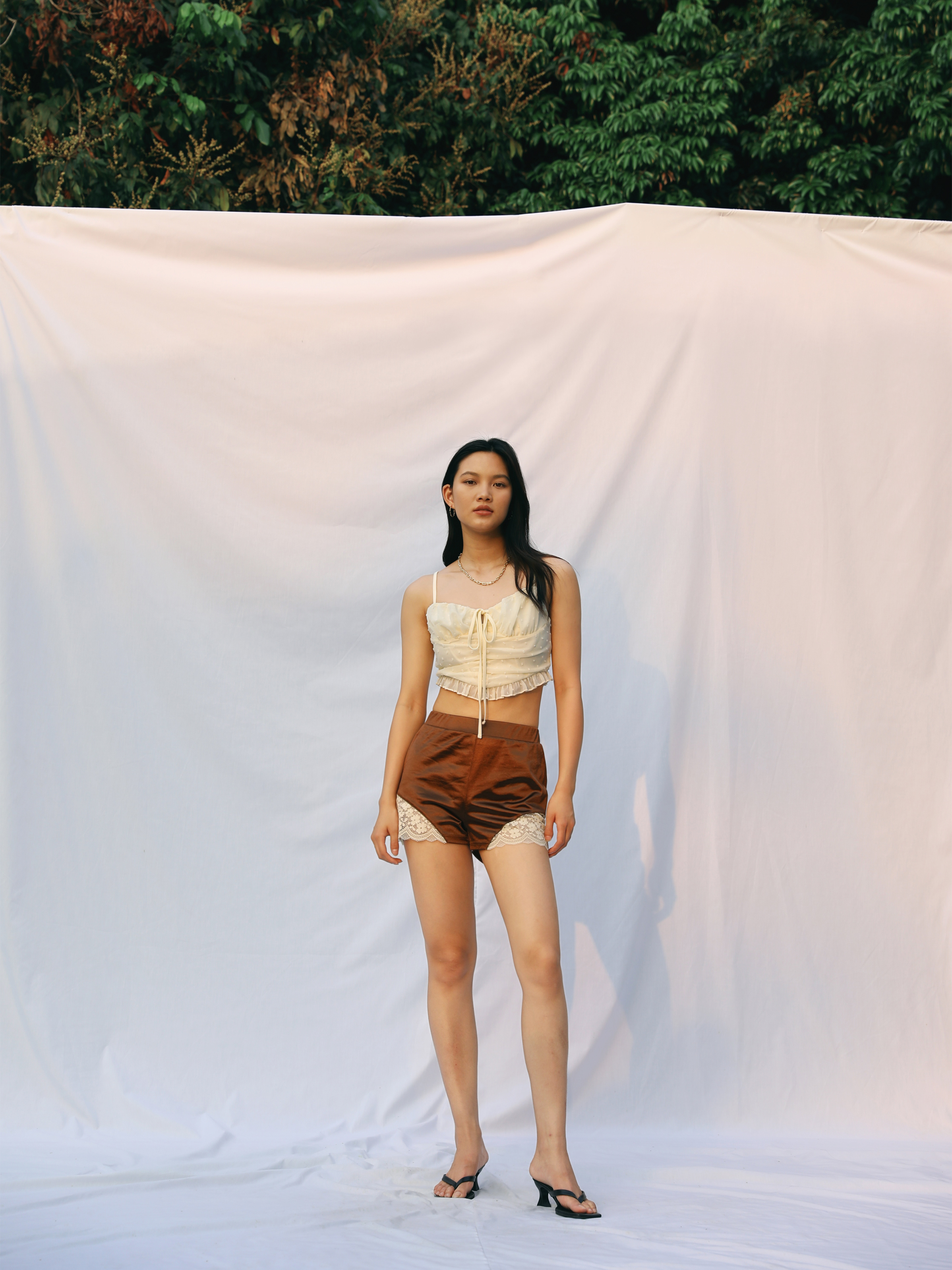 Lace Brown Shorts