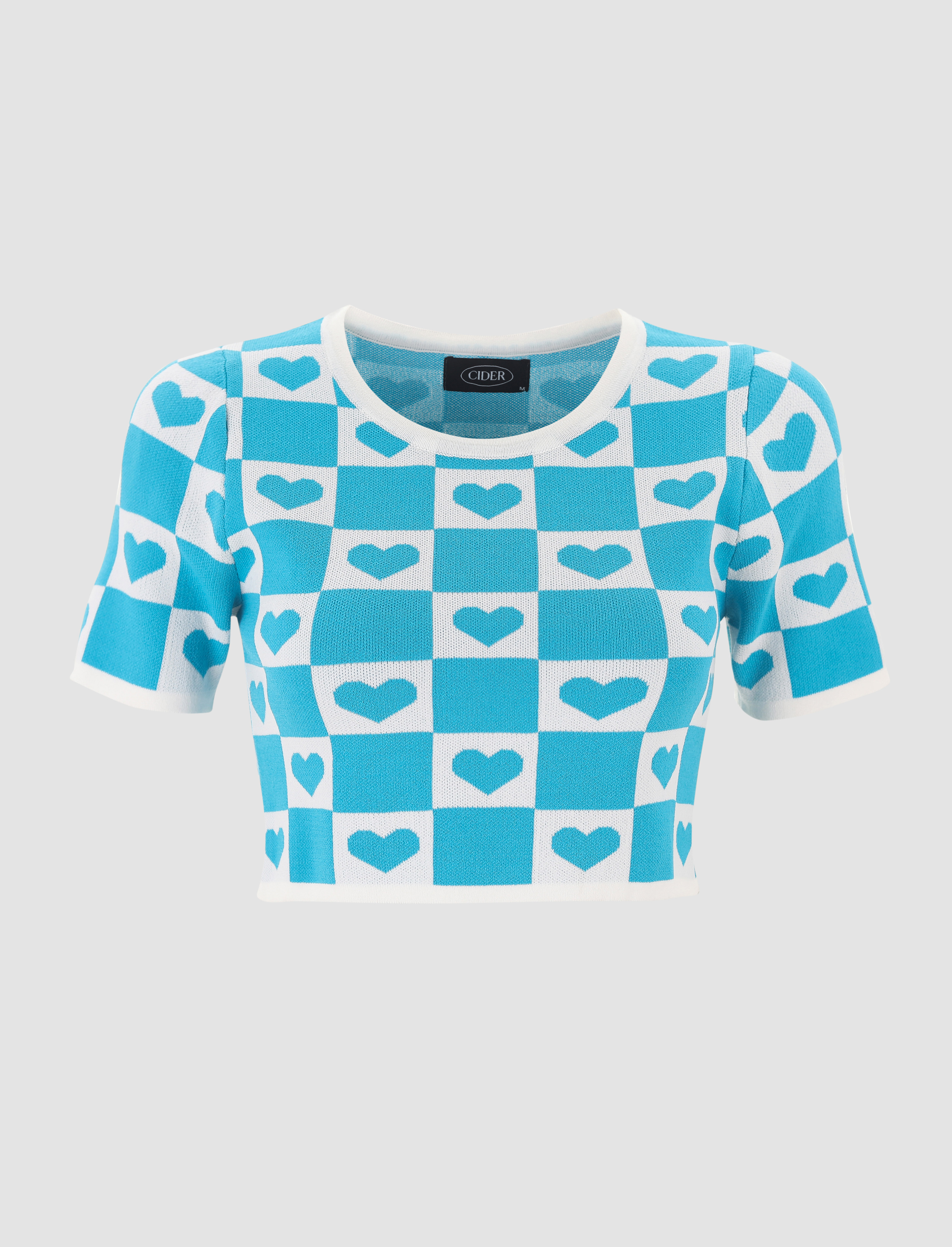 Blue Heart Check Sweater Top Cider