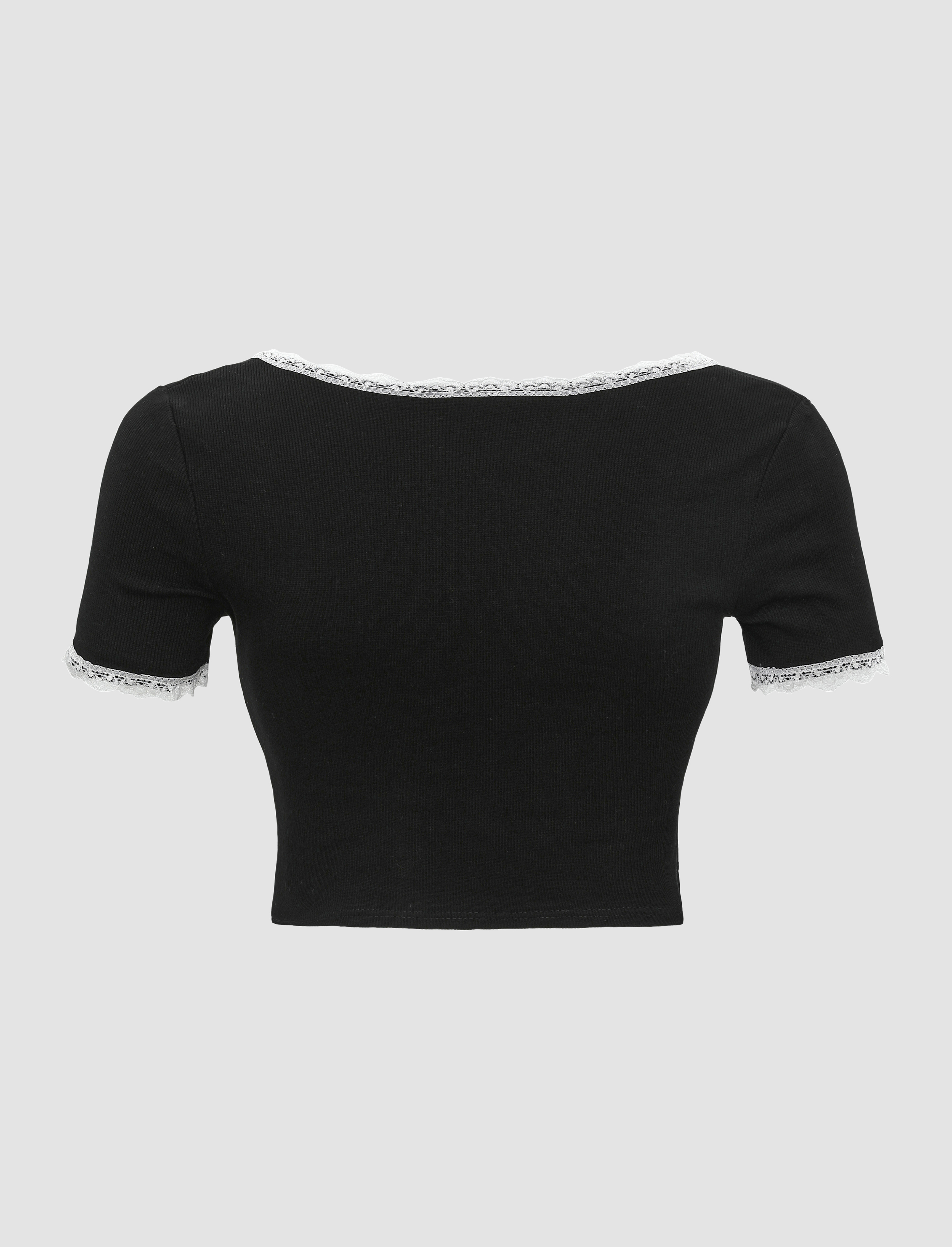 Black Lace Bow Crop Top