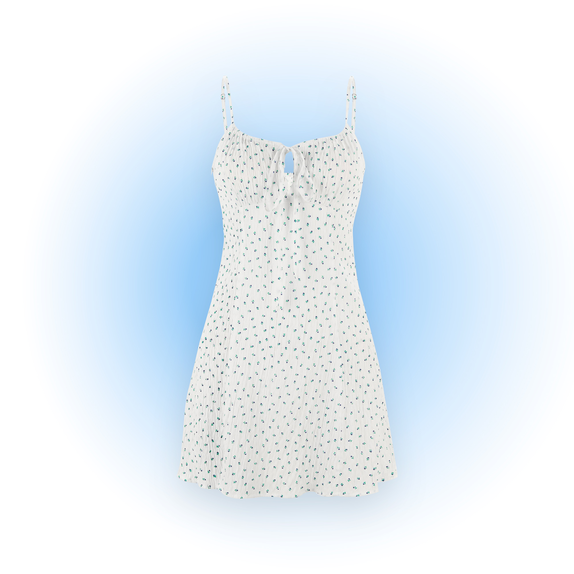 Blue Cherry White Mini Dress