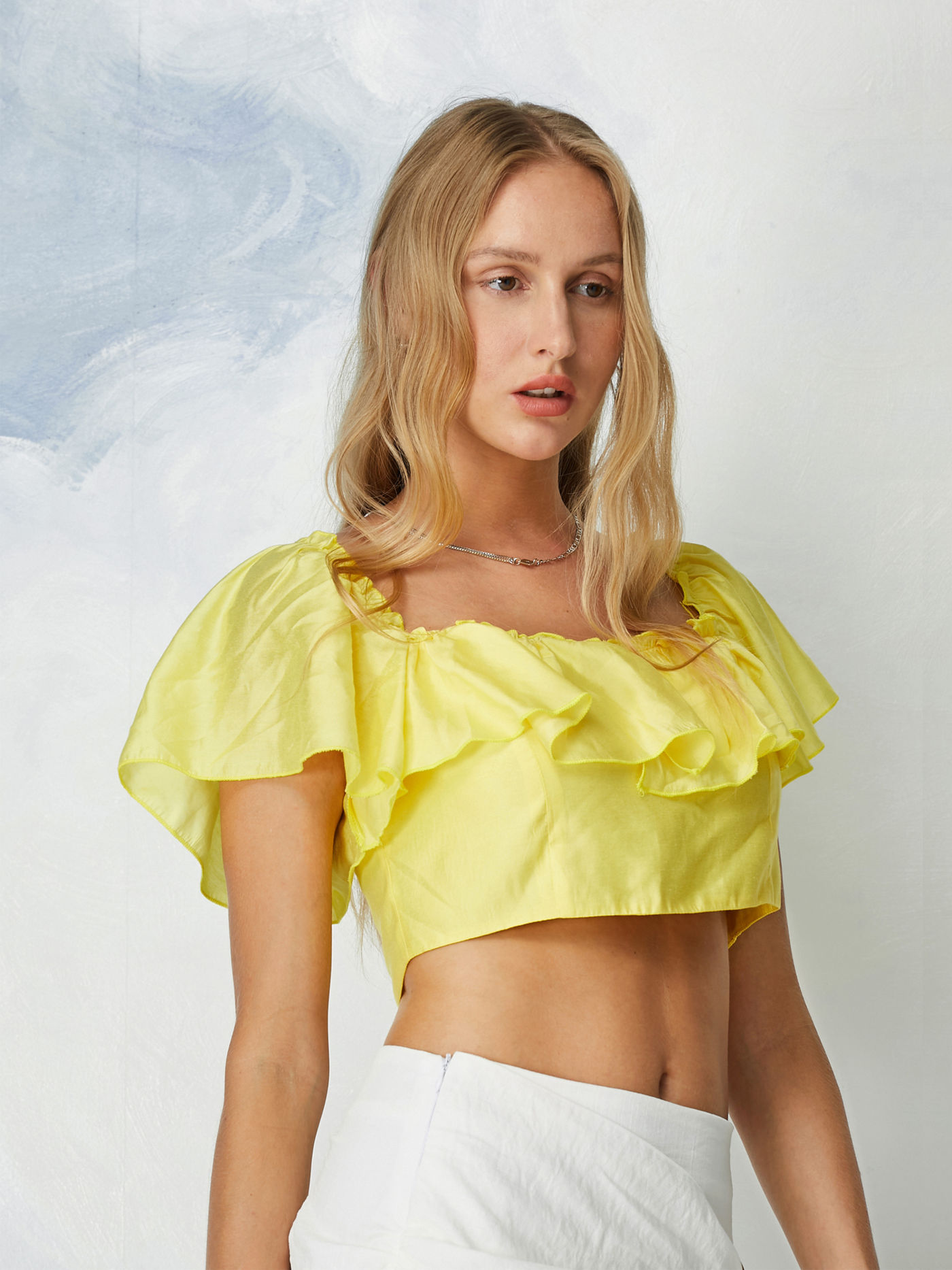 Yellow Ruffle Crop Top