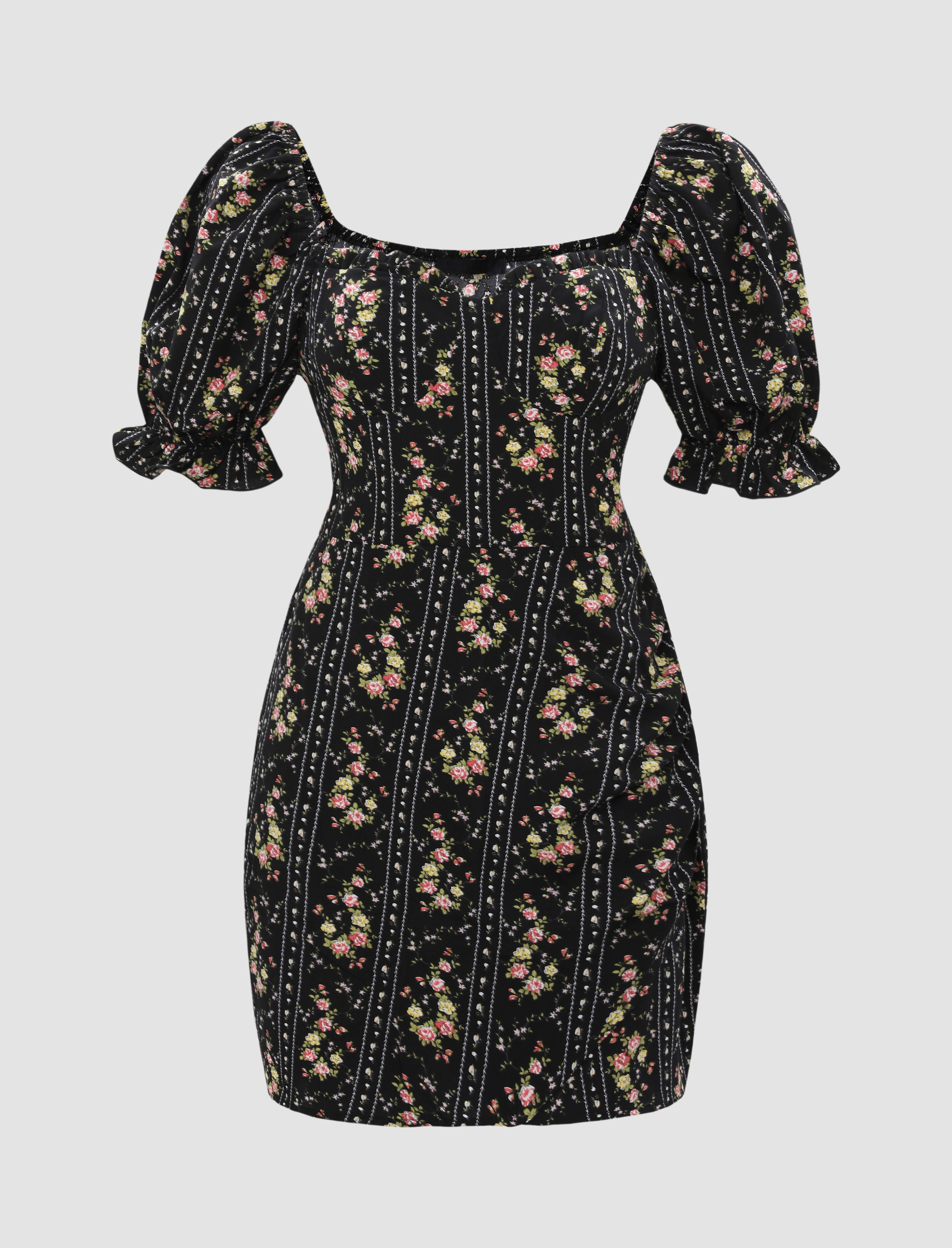 Black Rose Floral Mini Dress Cider