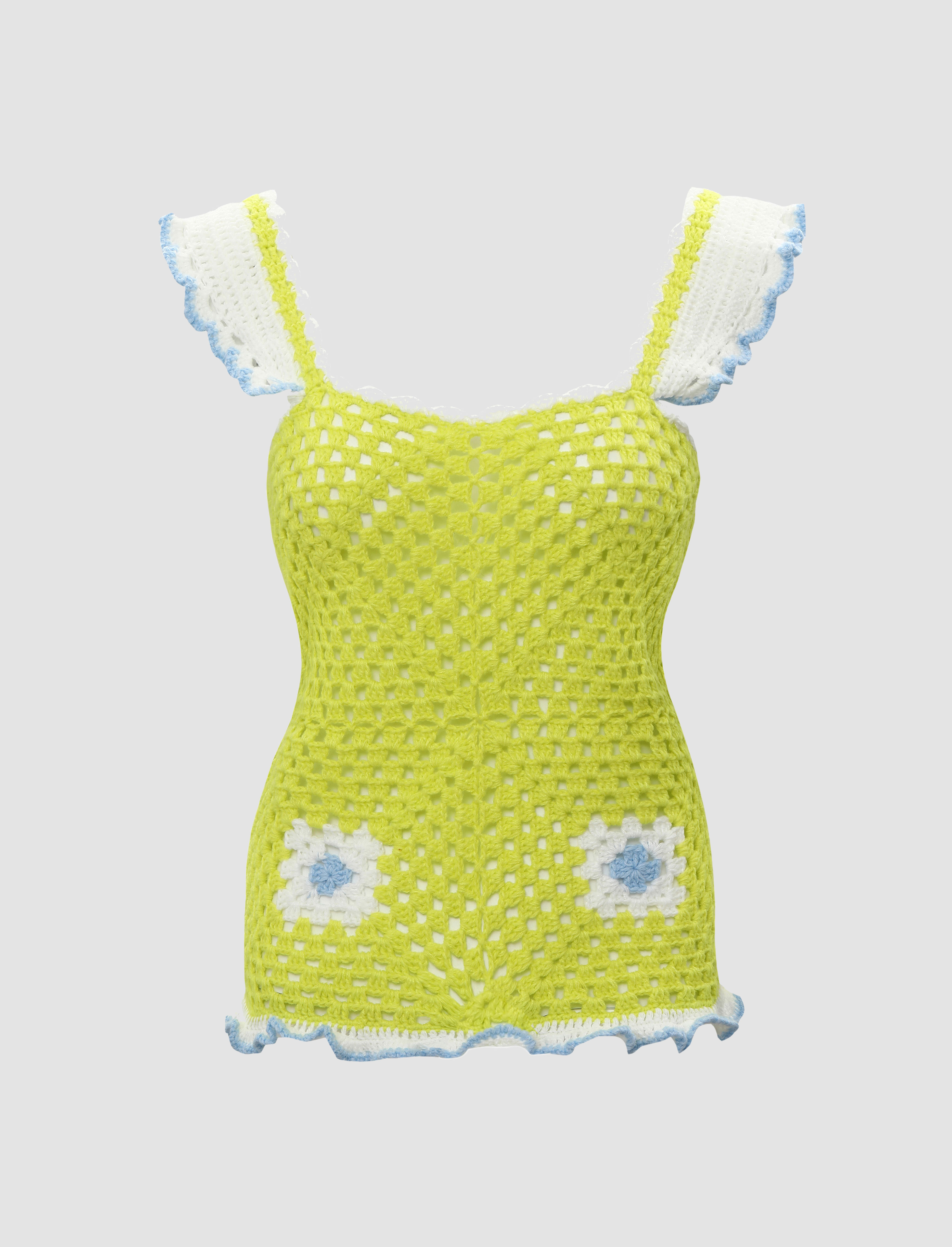 Green Hollow Out Sweater Tank Top Cider