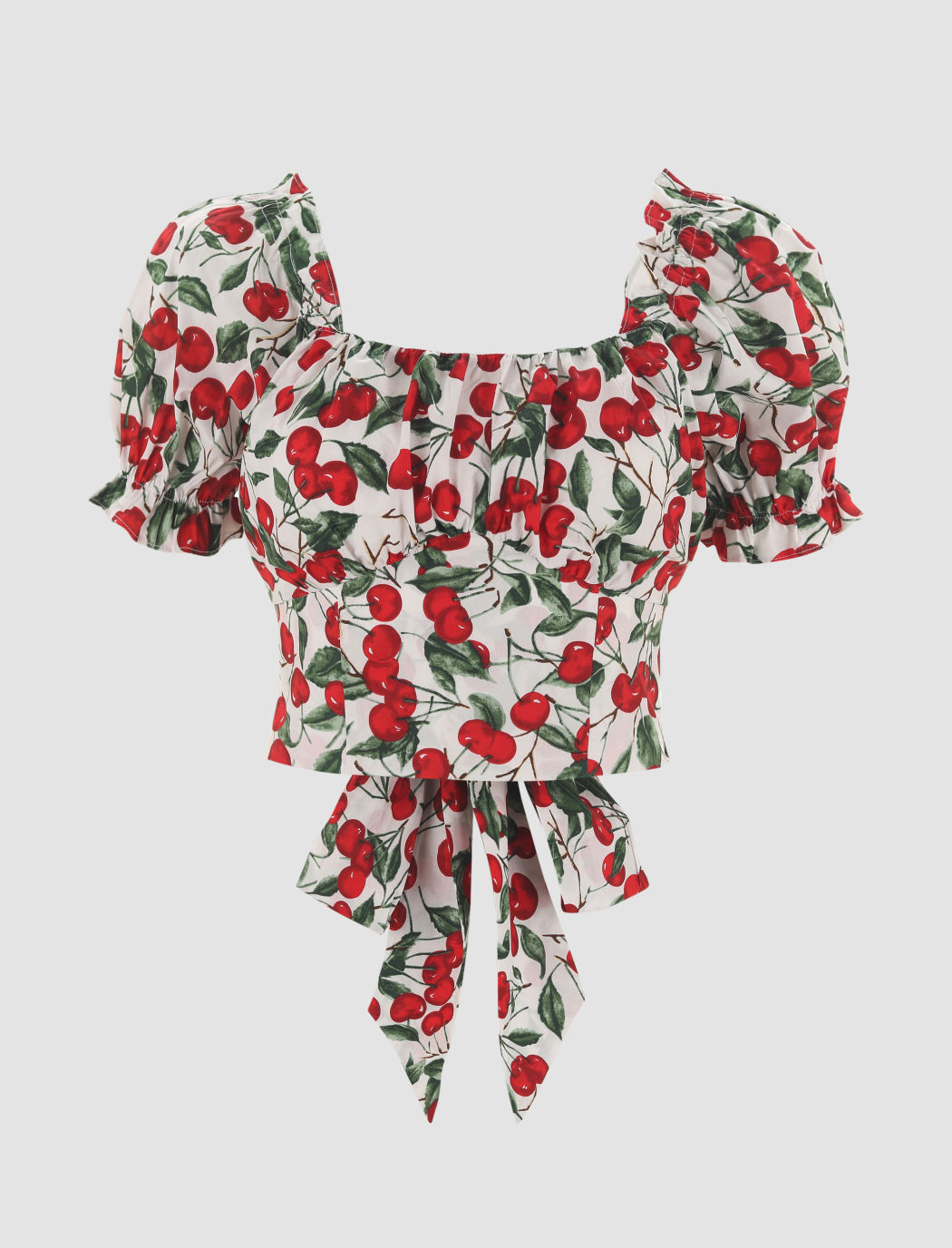 Kurzärmlige Bluse mit Kirschschleife