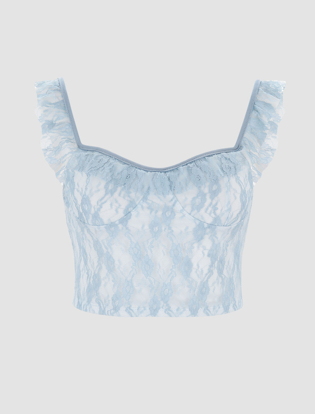 Camiseta sin mangas de encaje azul