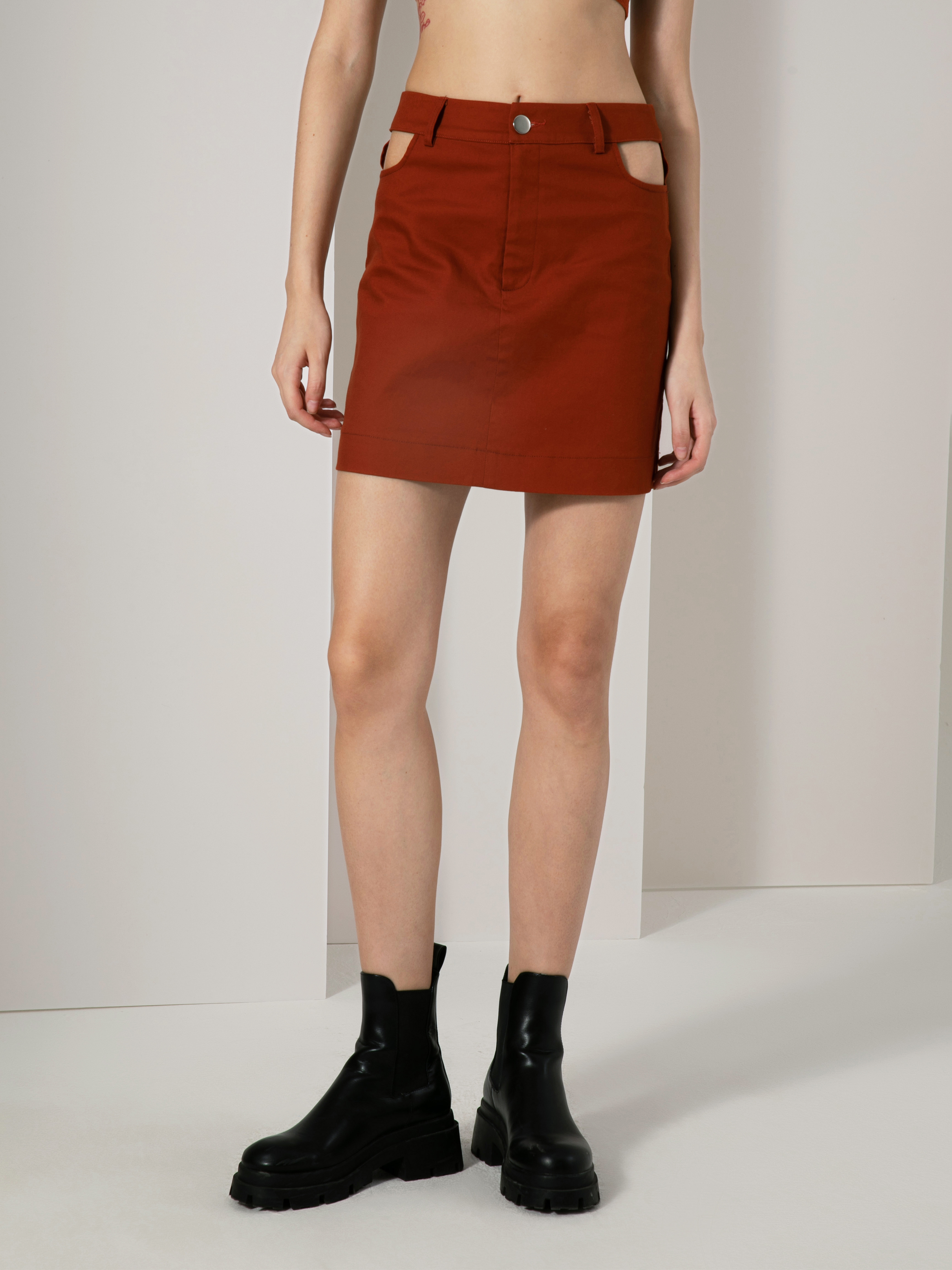 Cutout suede mini skirt sale