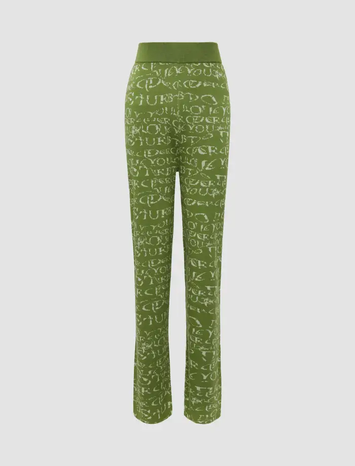 Lace Mid Rise Legging Trousers - Cider