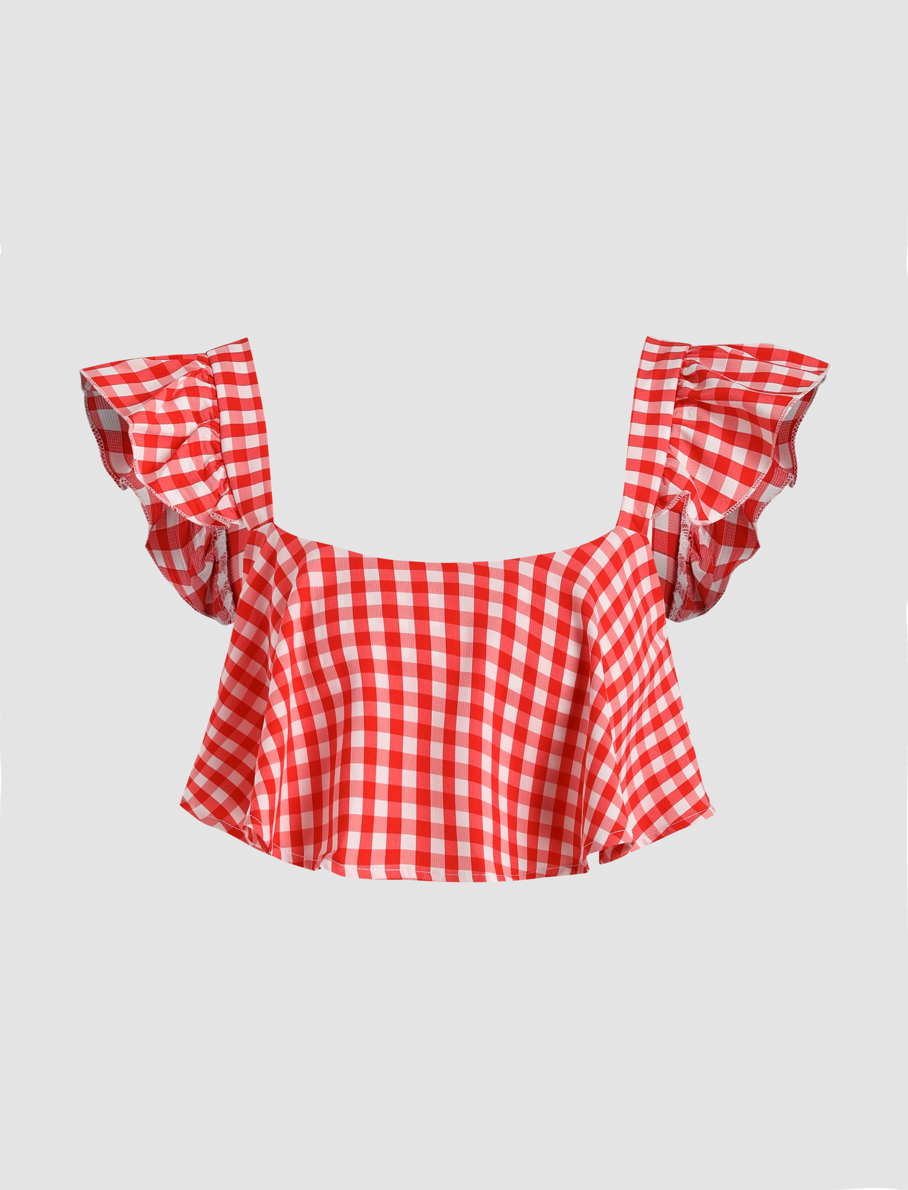 トップス sheller candy check tweed ruffle frill