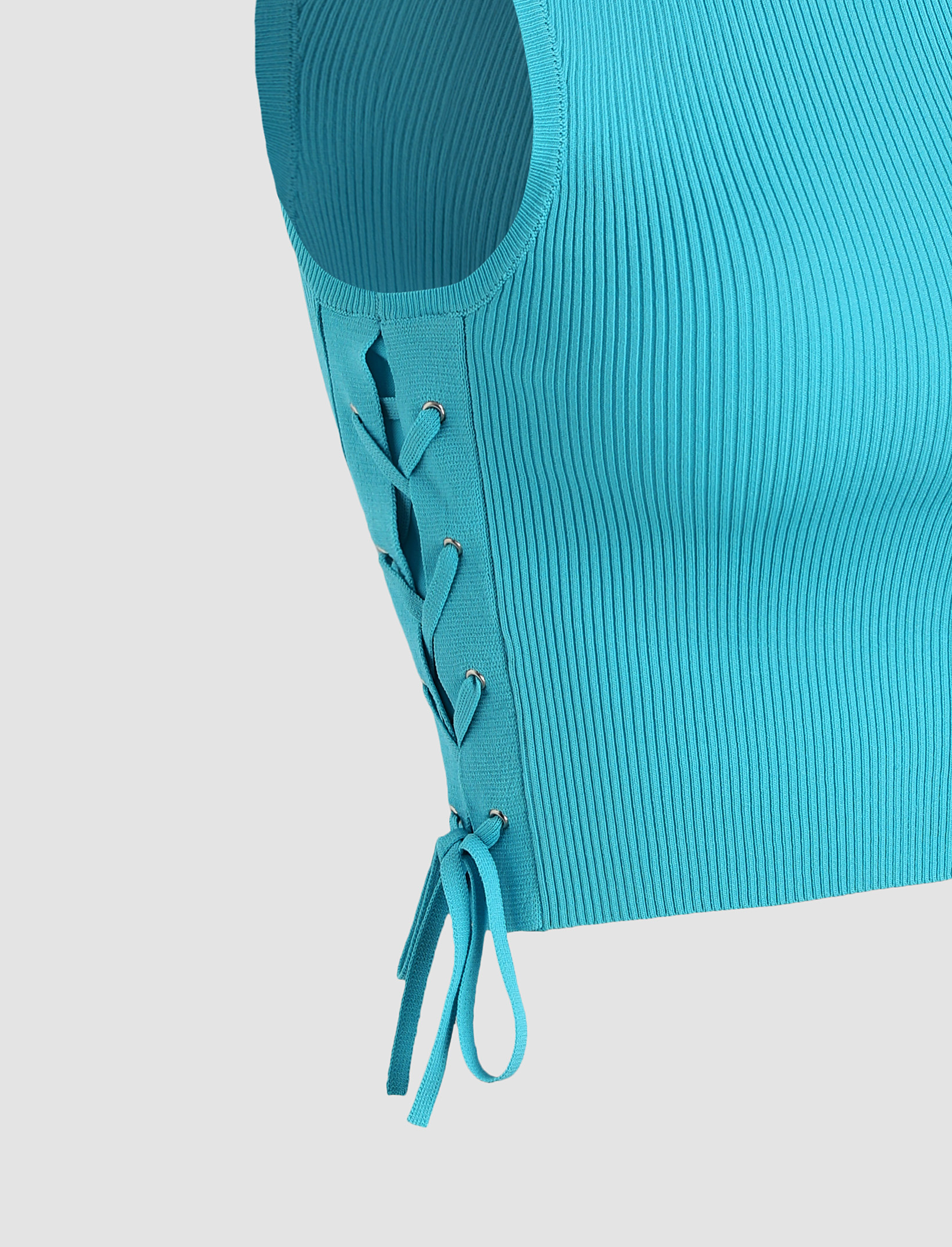 lace up side knitted tank