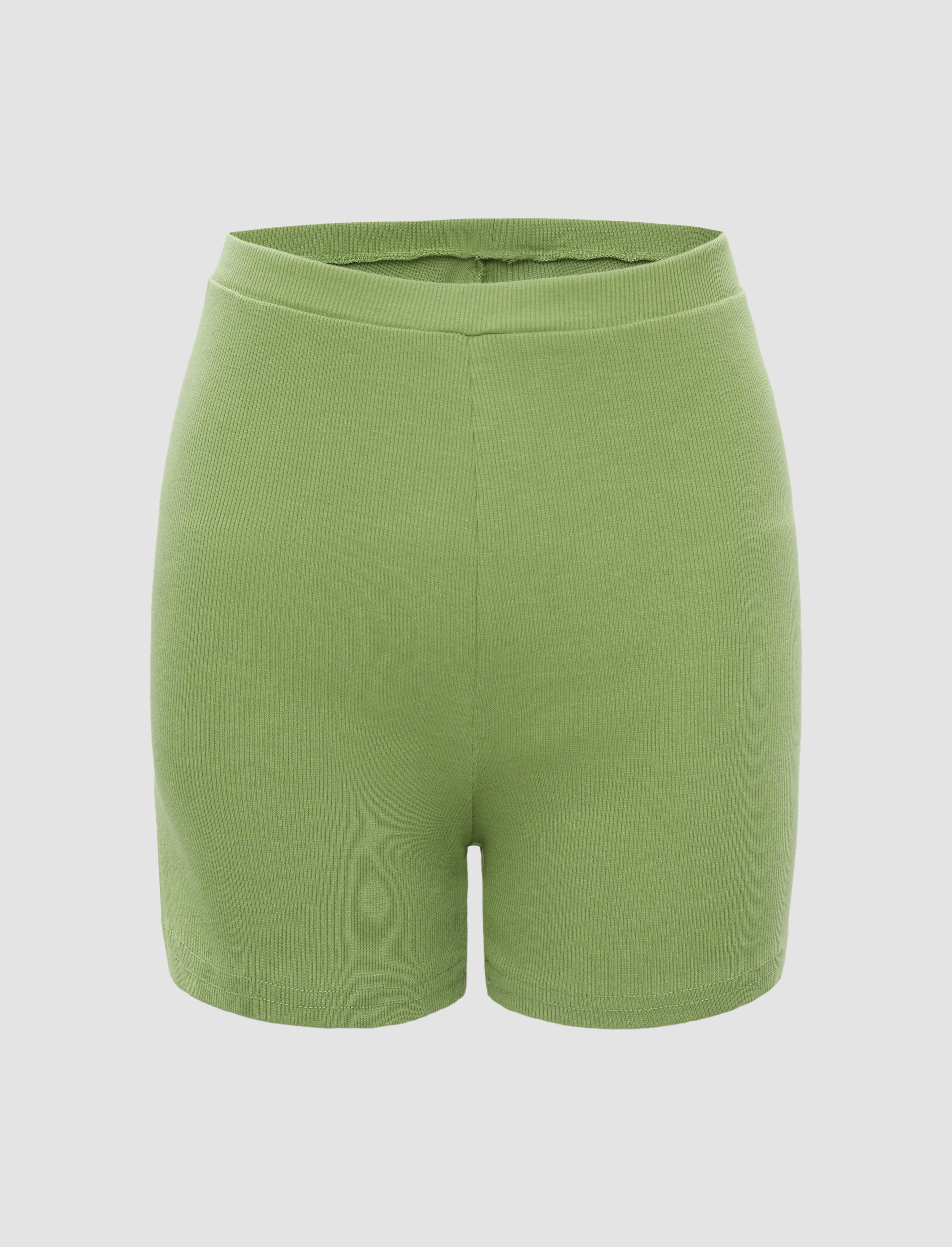 Green Slim Fit Knitted Shorts