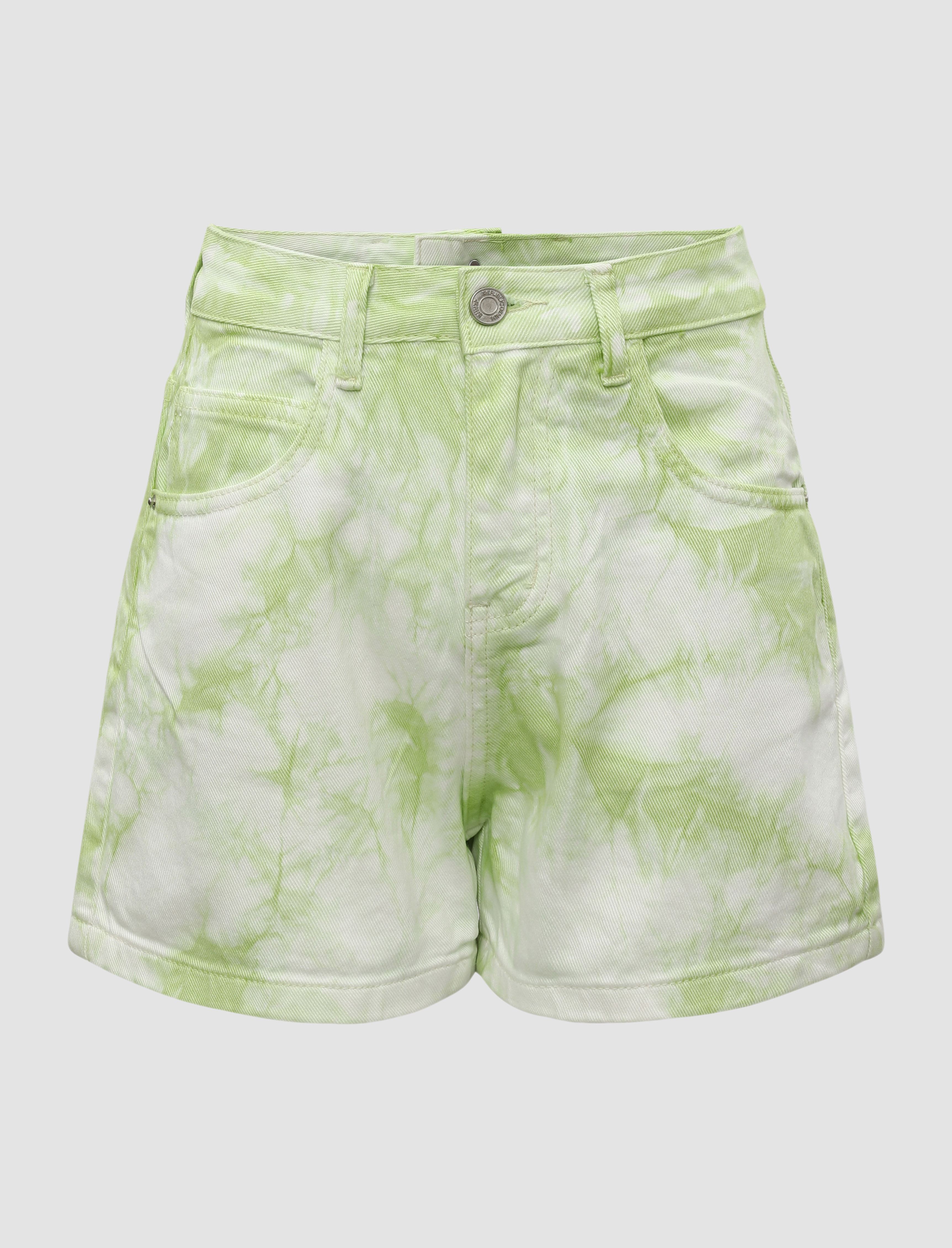 Green Tied Dye Denim Shorts - Cider