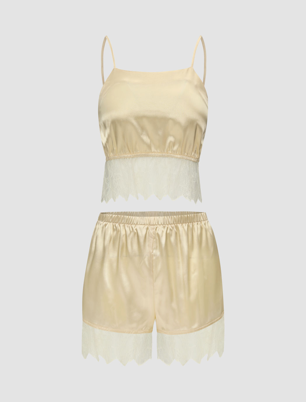 Ensemble Satin avec Bordure en Dentelle