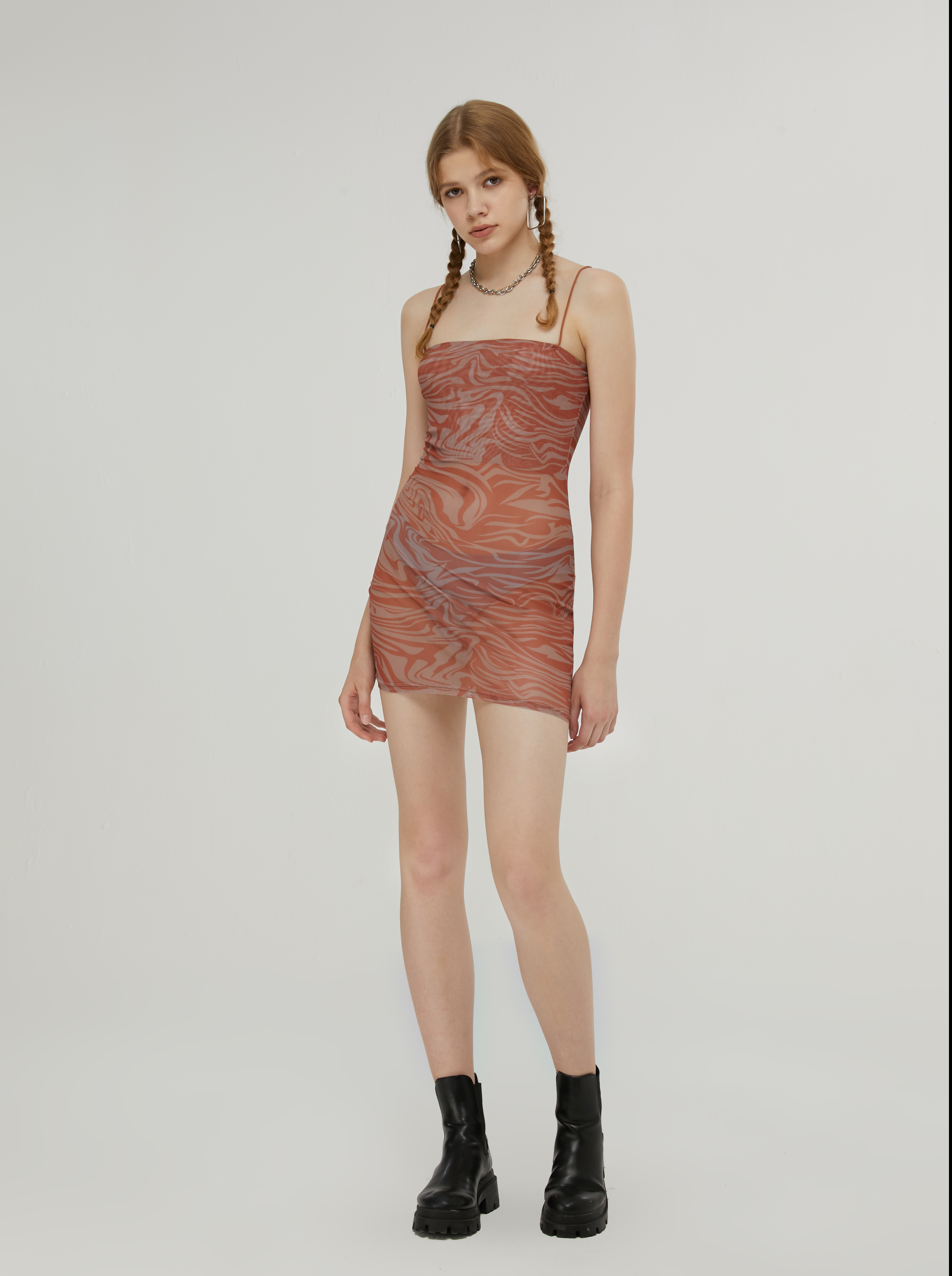 Swirl Mesh Dress Cider