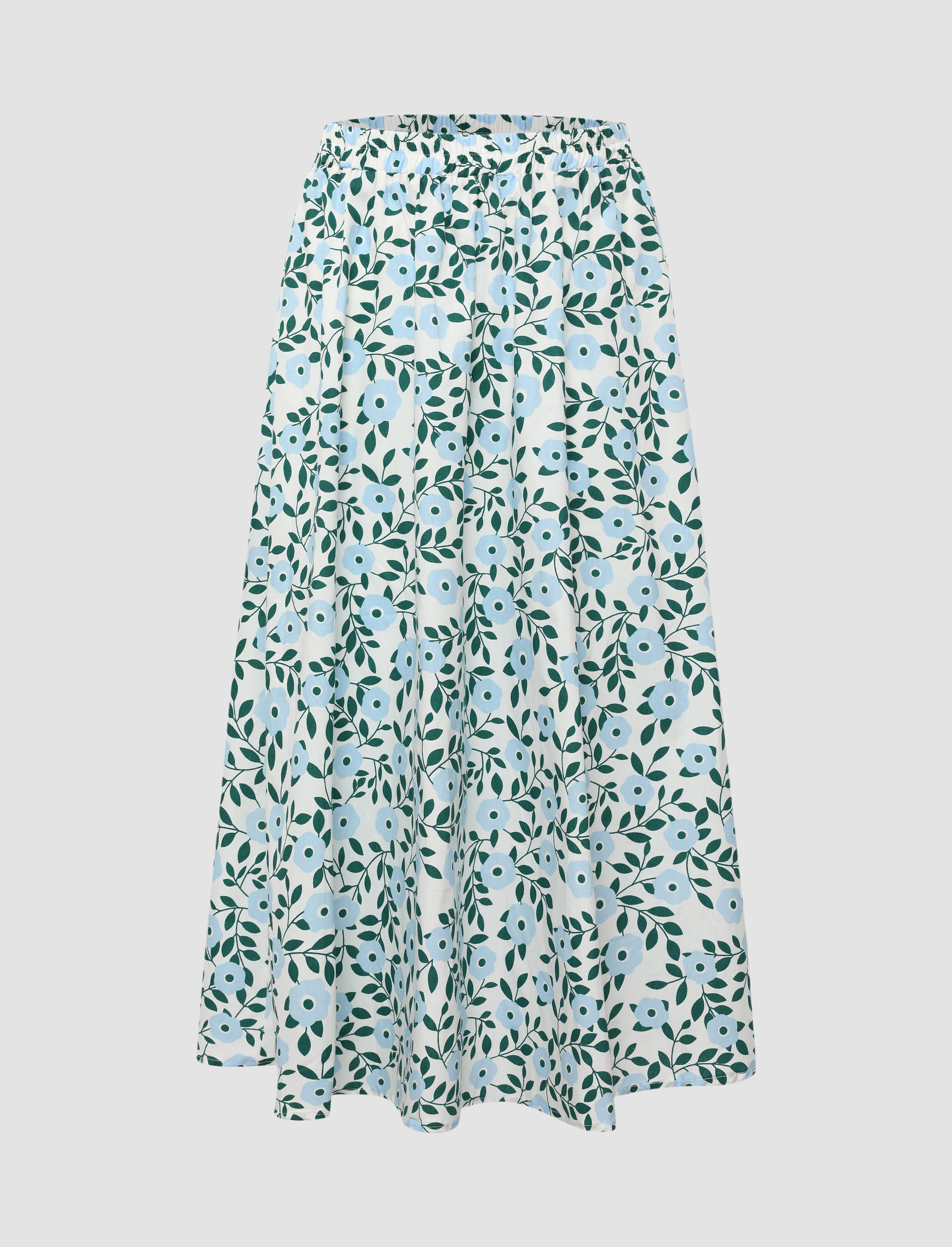 Floral Elasticated Midi Skirt Cider