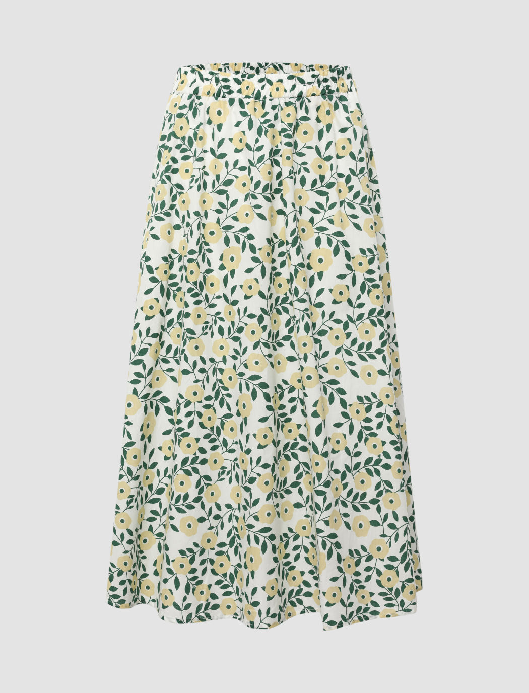 Langes Kleid mit elastischem Blumenmuster