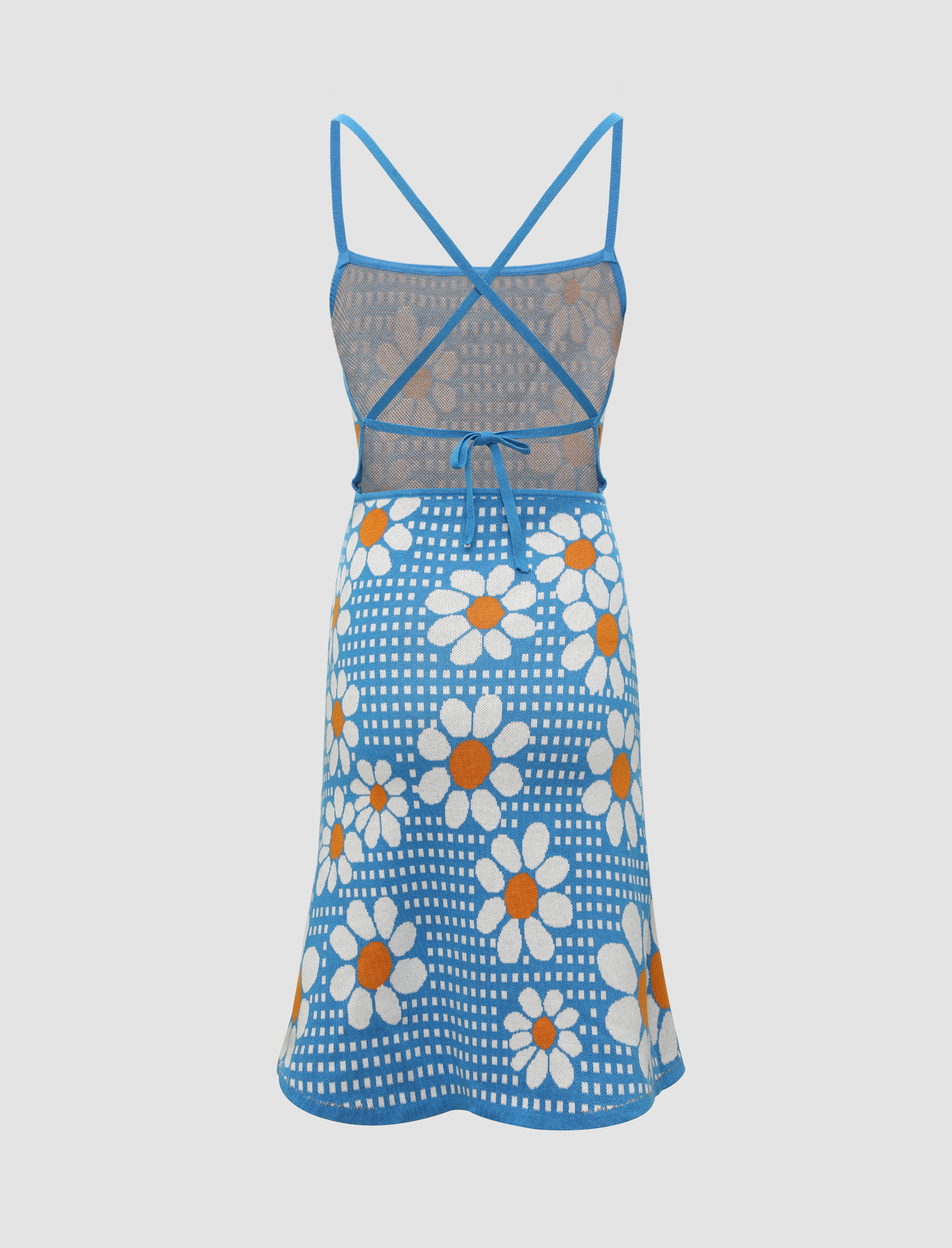 Flower Pattern Knitted Cami Dress - Cider